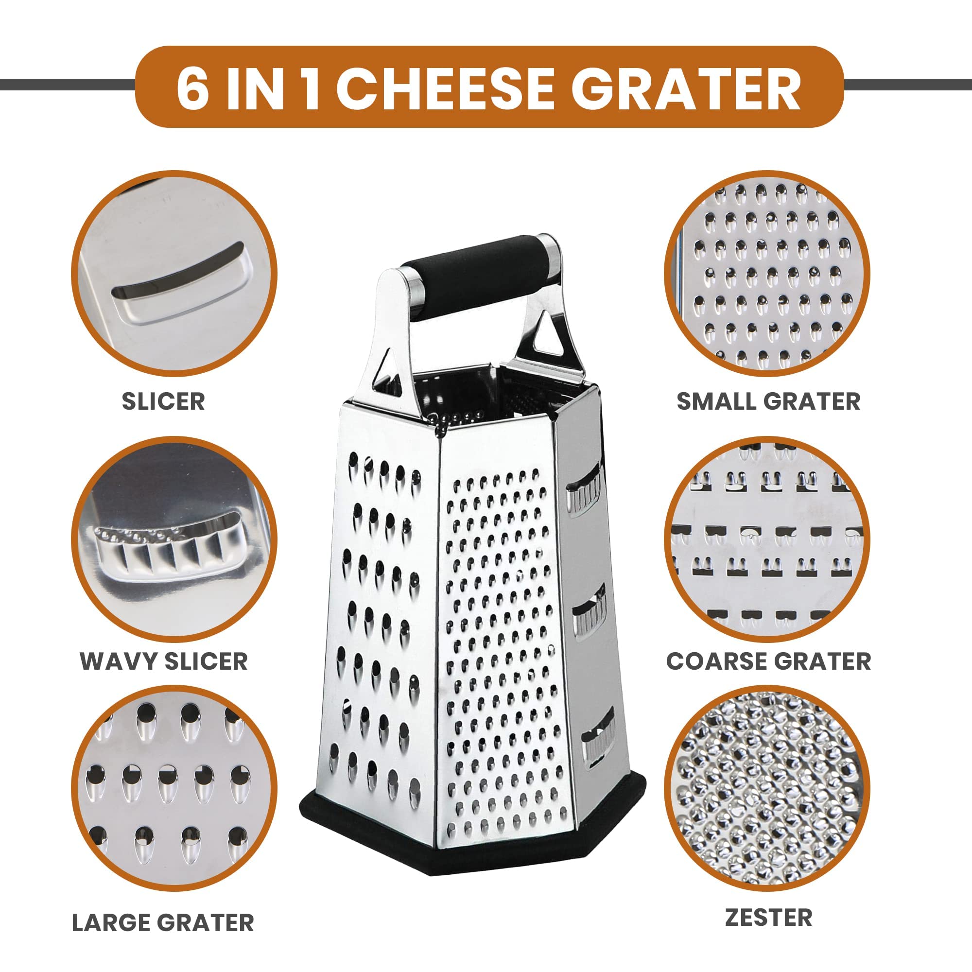 Buy Utopia Kitchen 6 Sided Box Grater Cheese Grater & Shredder