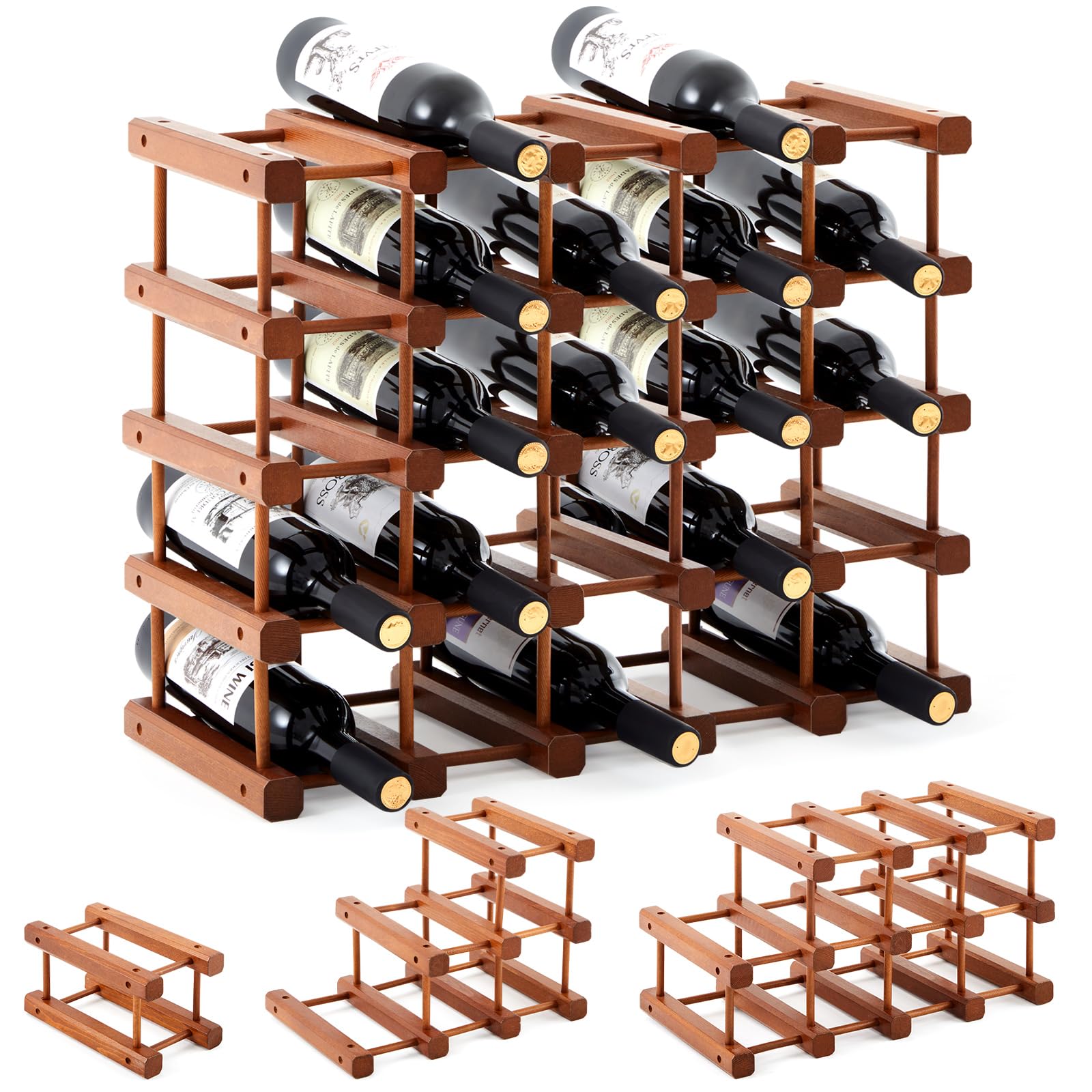 Étagère à vin en bois empilable modulaire pour meuble et bar de maison