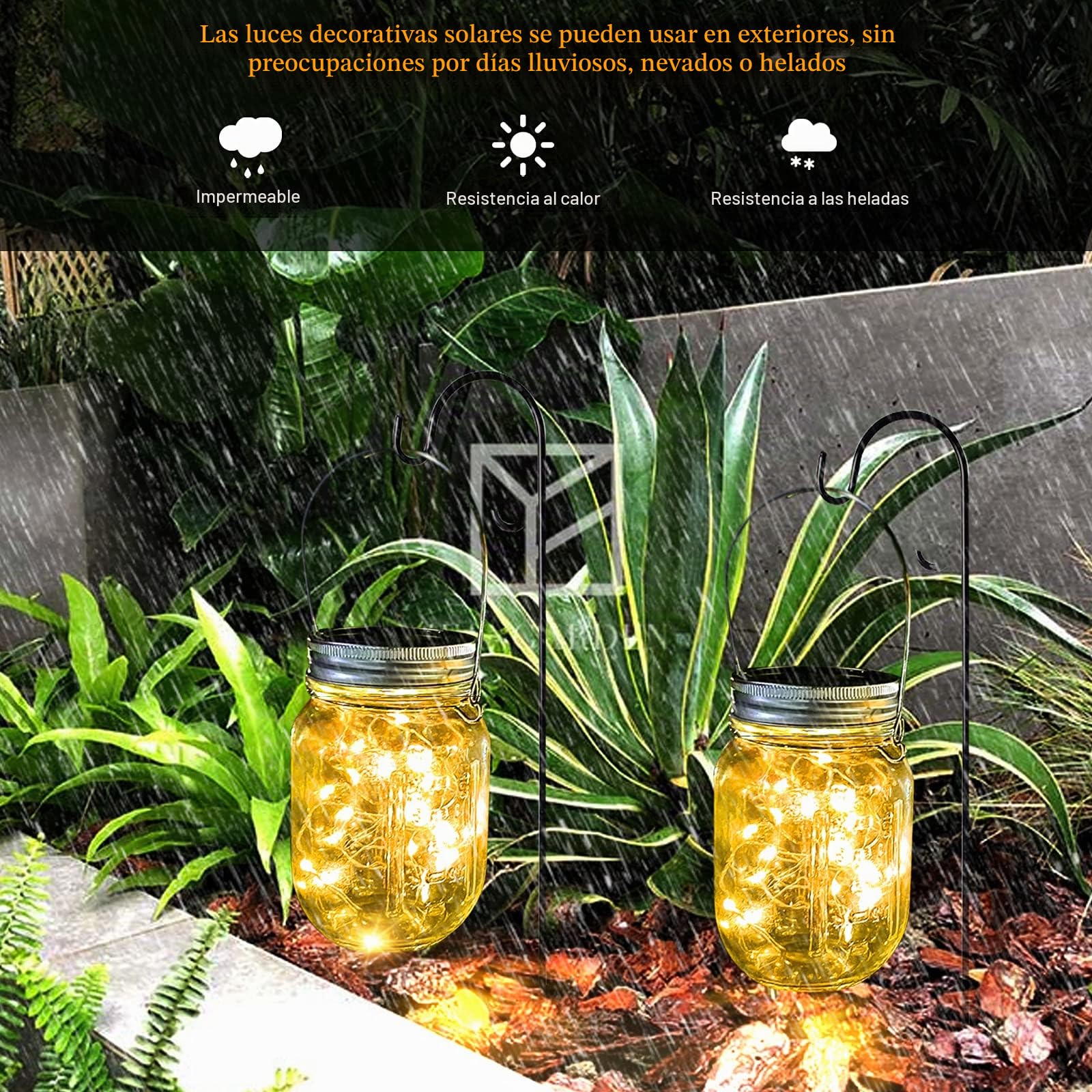 Farolillo solar exterior para jardín, [6 unidades] Solar luz conservas impermeable cadena de luces en vidrio decoración de jardín para exterior farol boda fiesta pared mesa árbol (blanco cálido)