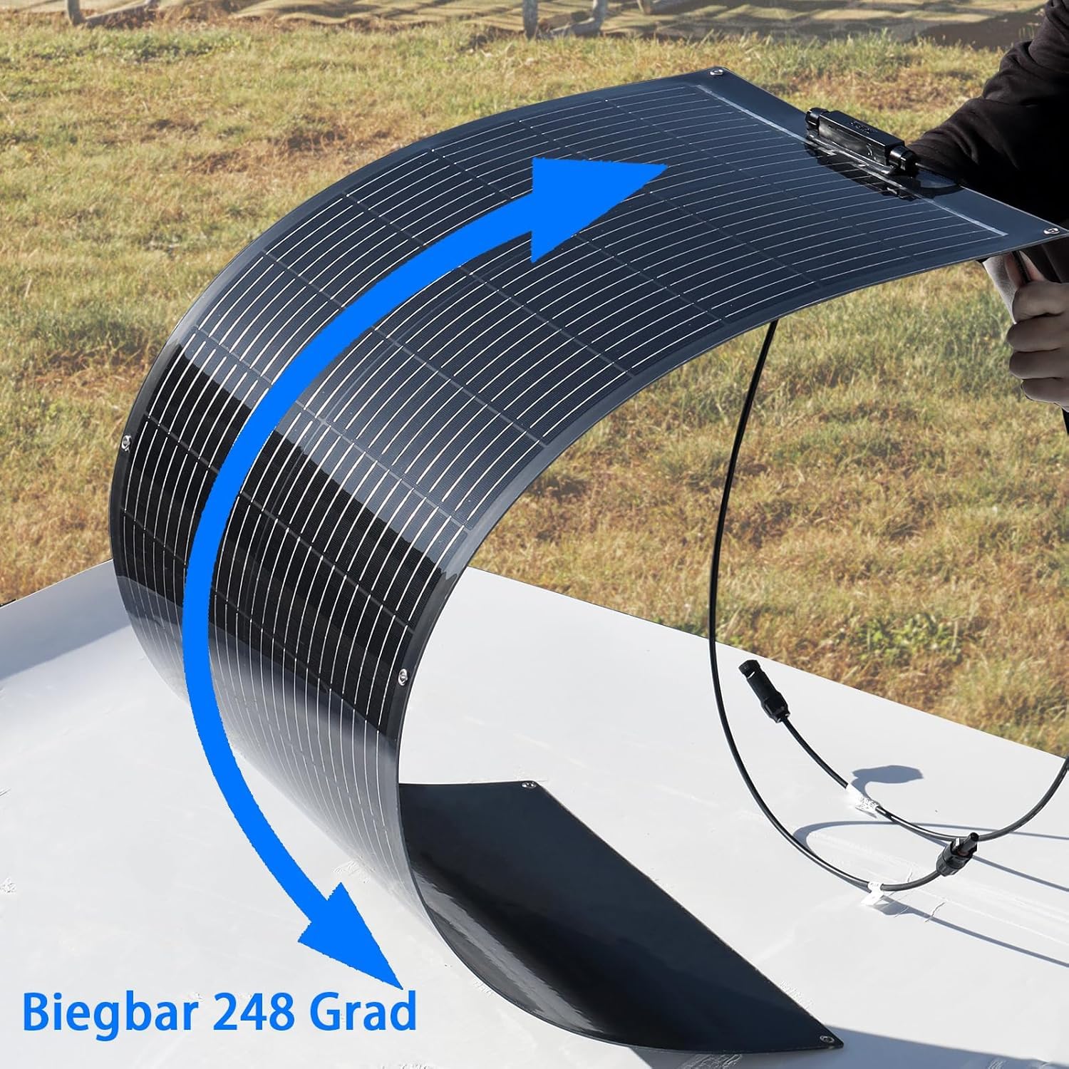 Solarpanel Flexibel 300W 12V, Flexibles Solarpanel Schmal Lang Schwarz, Solarmodul Flexibel Wohnmobil für 12V Batterien Balkon, Solaranlage für Wohnwagen Boot Pv Module