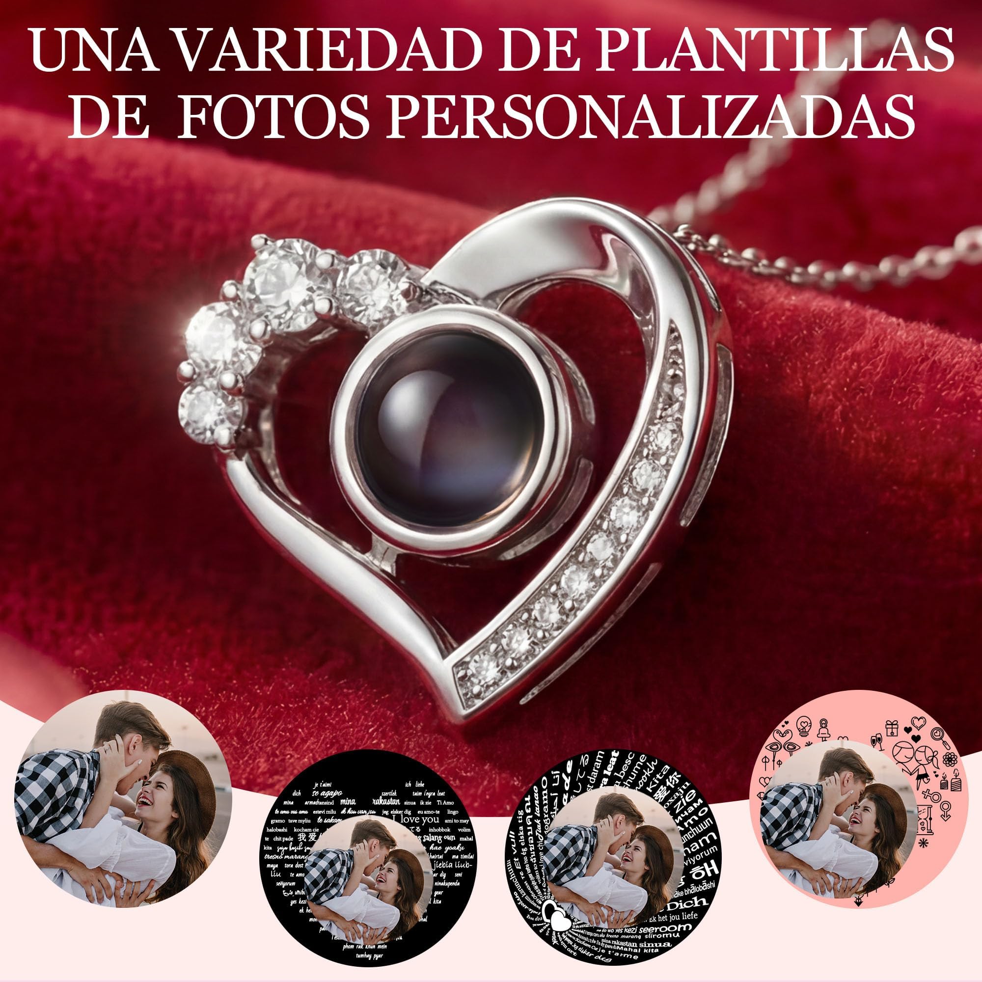 Easycosy Collar con Foto Personalizada para Mujer, Collar con Foto Dentro, Colgante Personalizado - Proyección con Imagen, Idea Regalo para Mujer, Mamá, Esposa, Aniversarios de Cumpleaños