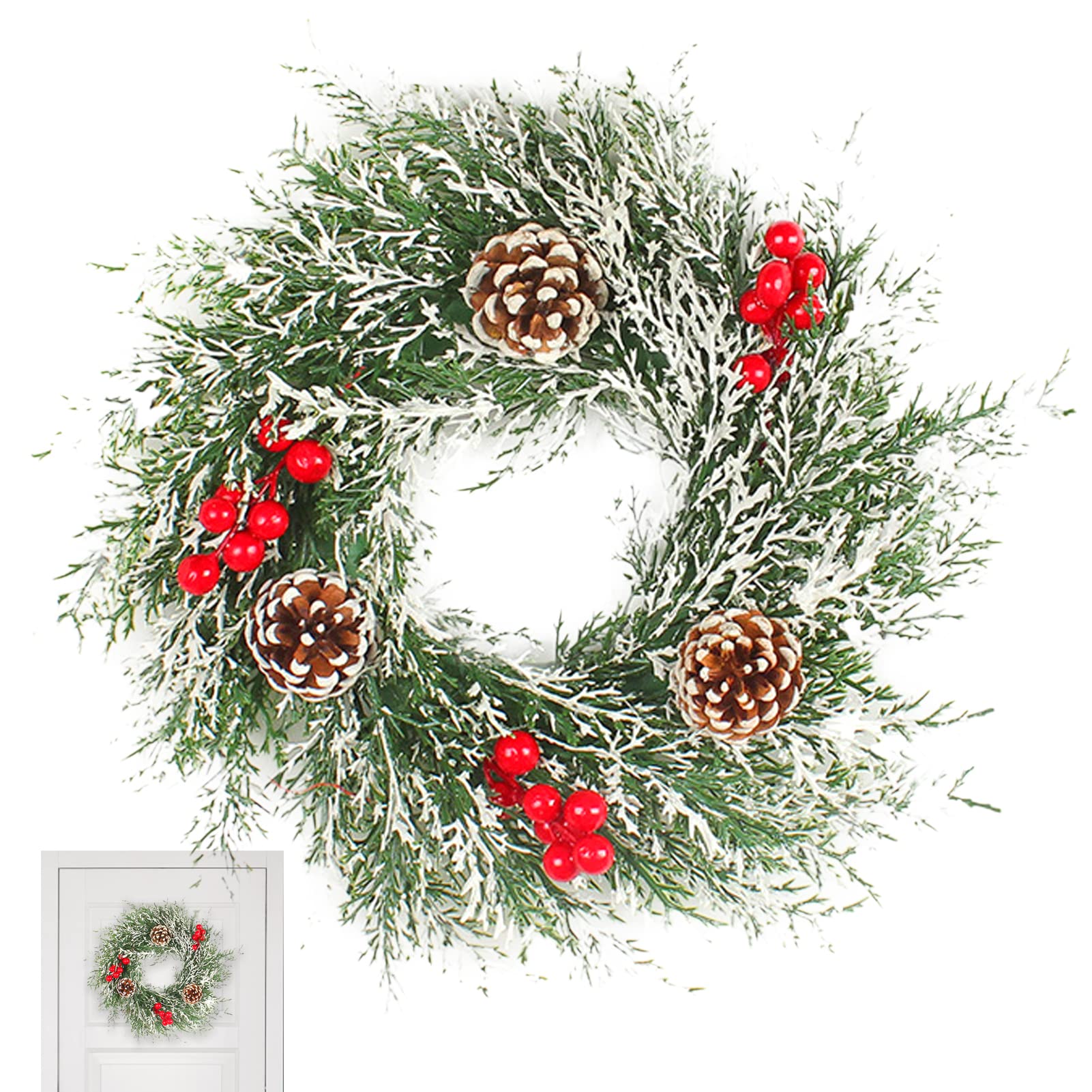 Navidad Artificial - Guirnalda para puerta de - Decoración de Navidad en | corona de abeto, decoración de pared para puerta de salón Jingan