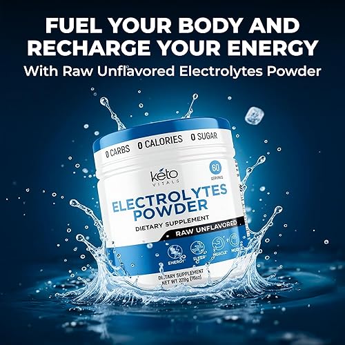 Miniatura 2 de Keto Vitals Polvo de electrolitos sin sabor  Electrolitos sin azúcar para ayuno, Keto e hidratación  Sin azúcar, sin sabor  Tina de electrolitos sin