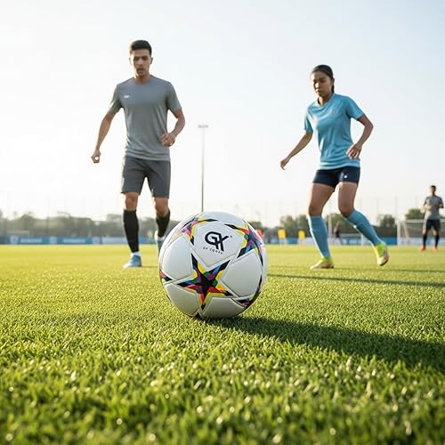 Miniatura 4 de Balón de fútbol de poliuretano termoadherido, tamaño 5. calidad de la Copa del Mundo, juego en todas las superficies, cubierta de cuero ecológico,