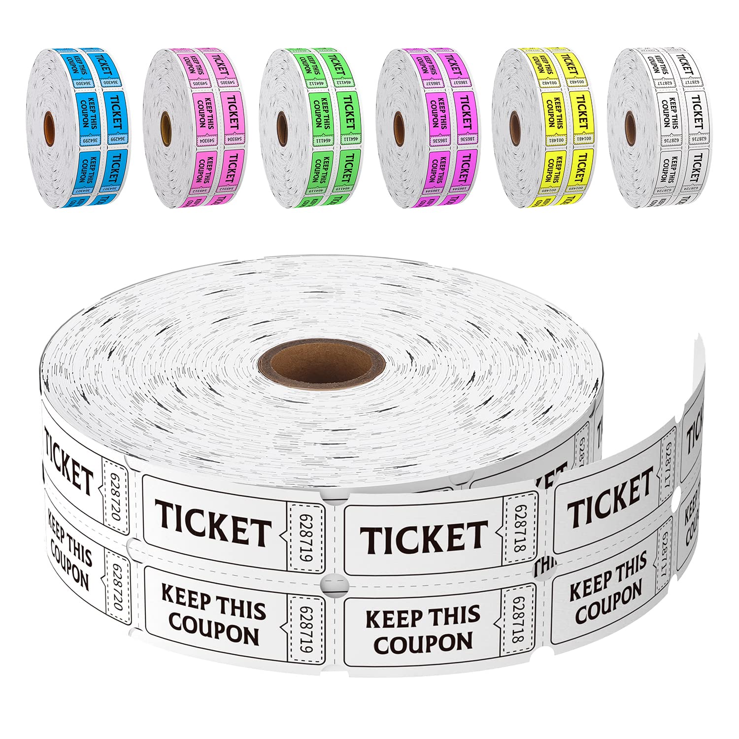 LKXSPLABE Fluorescence Raffle Tickets Double Roll 2000 Tickets White 50/50 Tickets for Events, Entry, Class Reward, Fundraiser & Prizes