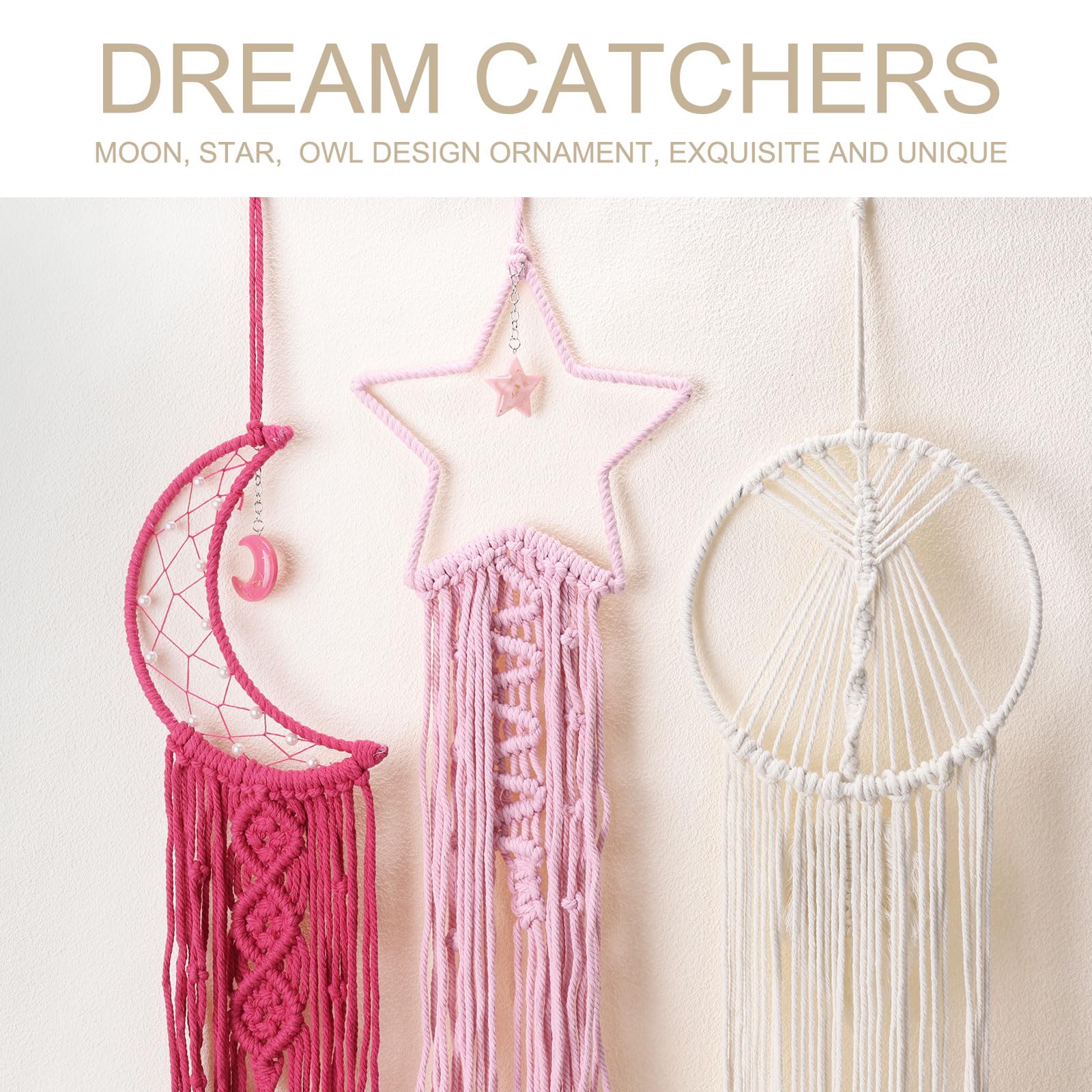 Attrape-rêves Décoration Murale Kit Création Attrape-rêves Macramé - DIY Décoration Chambre Enfant - Fournitures Complètes Rose Kit DIY Attrape-rêves Décoration Chambre Enfant FANDOL