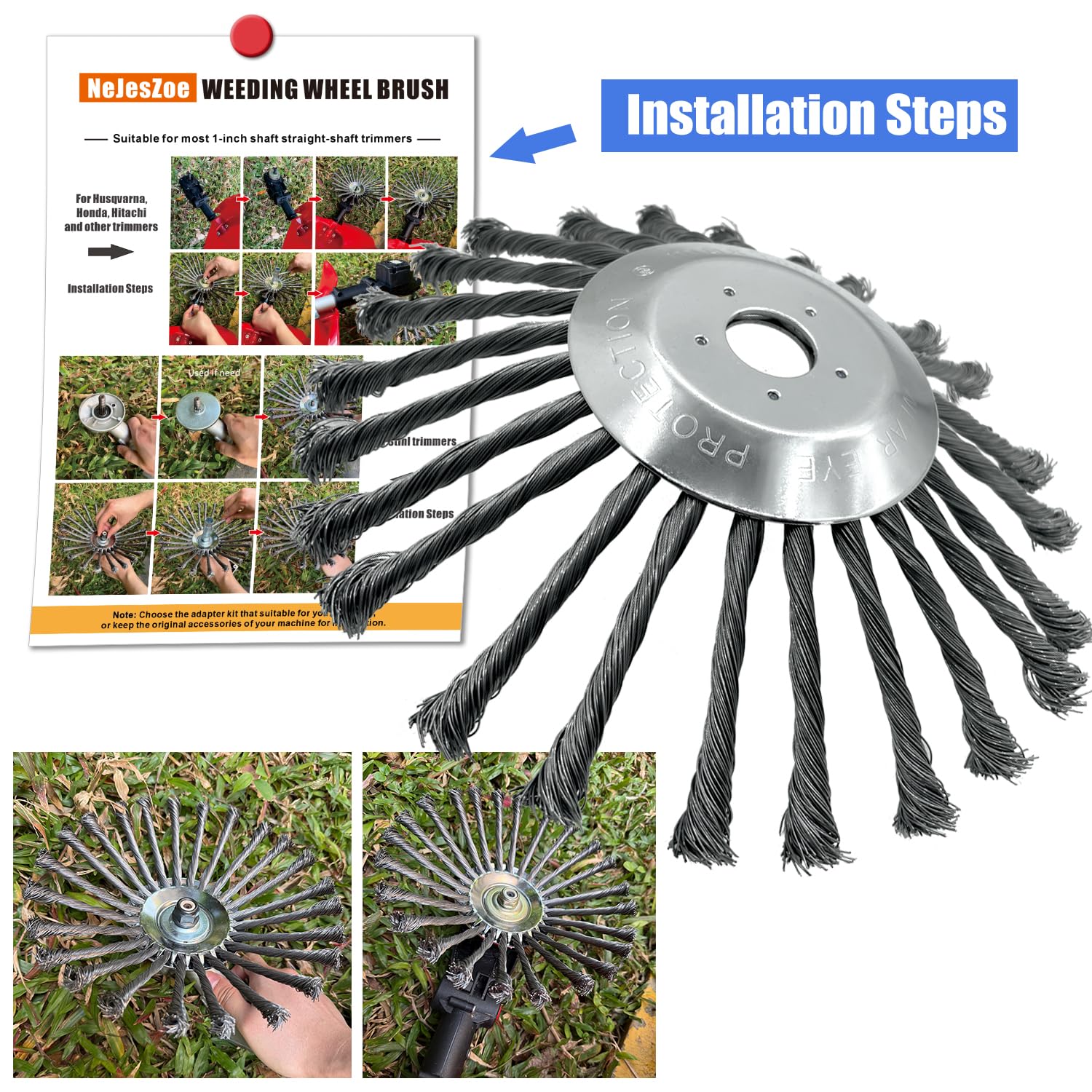 Steel Wire Brush Cutter Trimmer Head 10 Inch Steel Wie Wheel Bush