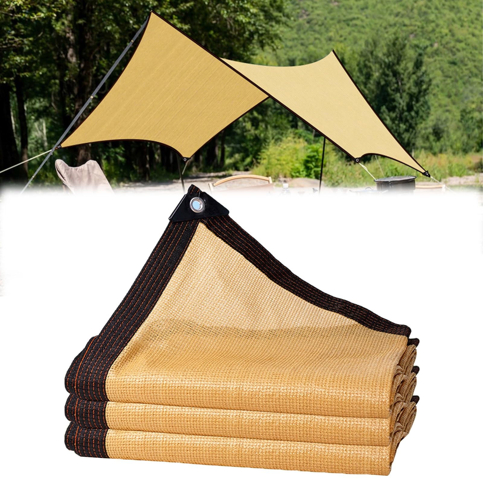 GLDYTVF Beige Shade Netting with Grommets 90% UV Protection Windbreak Outdoor Sunshade for Greenhouse Pergola Garden Balcony Chicken Coop - 3x5m Shade Cloth
