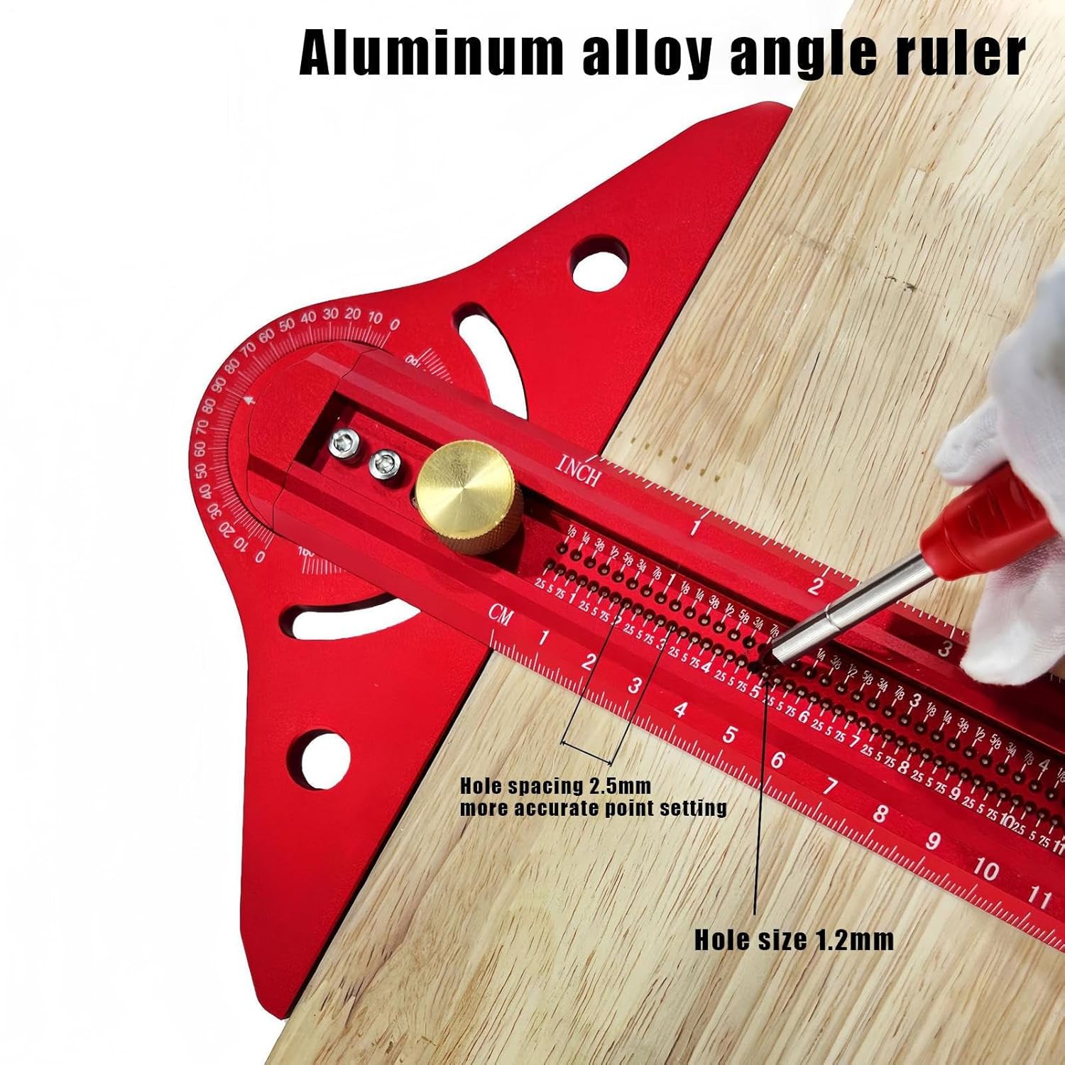 木工筆記、木工角度測定ツール - 高精度アルミニウム軽量多機能調節可能なゲージ定規、マーキング工事用フレーミング用。