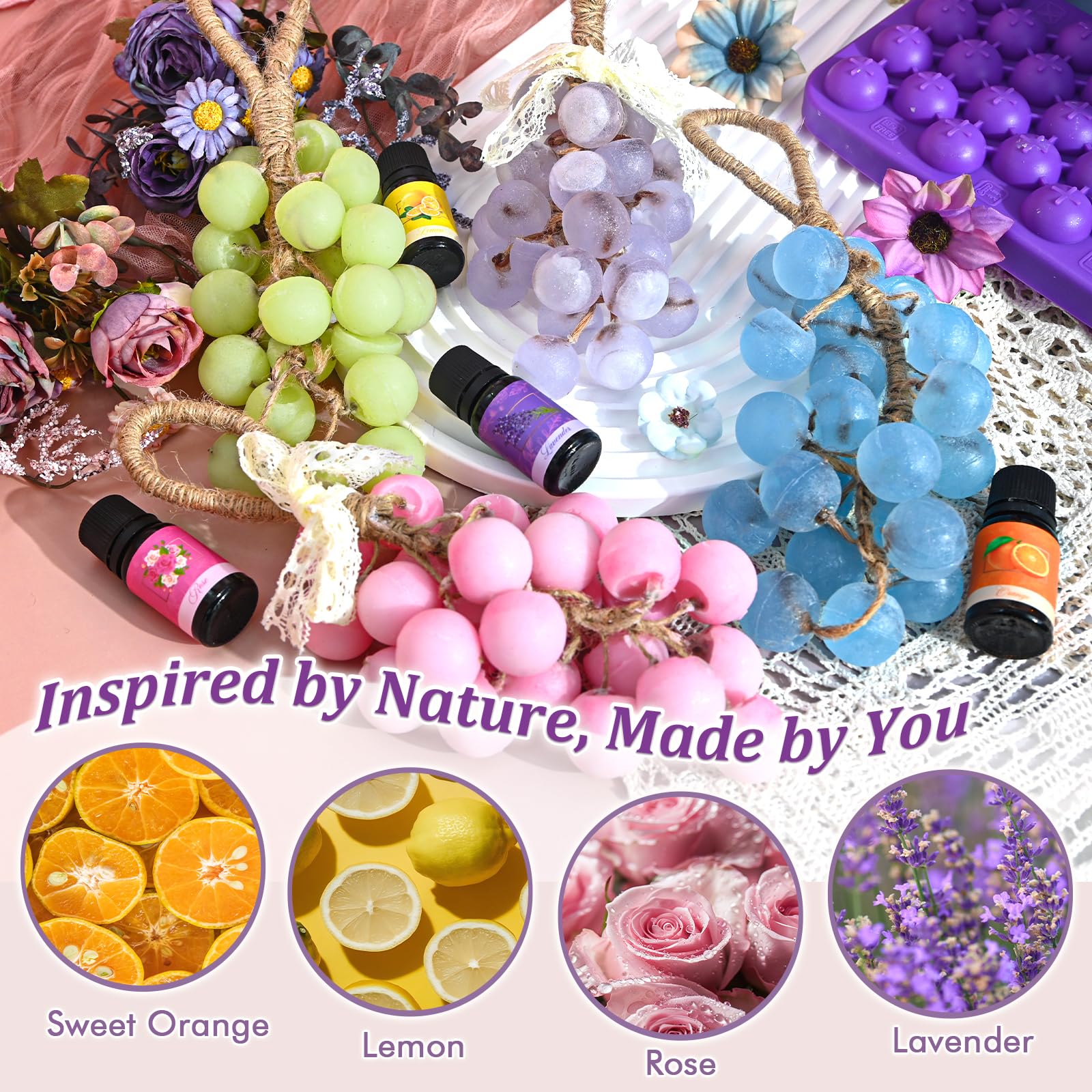 Kit de fabrication de savon pour adultes et enfants, base de savon, moule à savon, parfums, fleurs séchées, paillettes, kits de bricolage pour enfants pour adultes