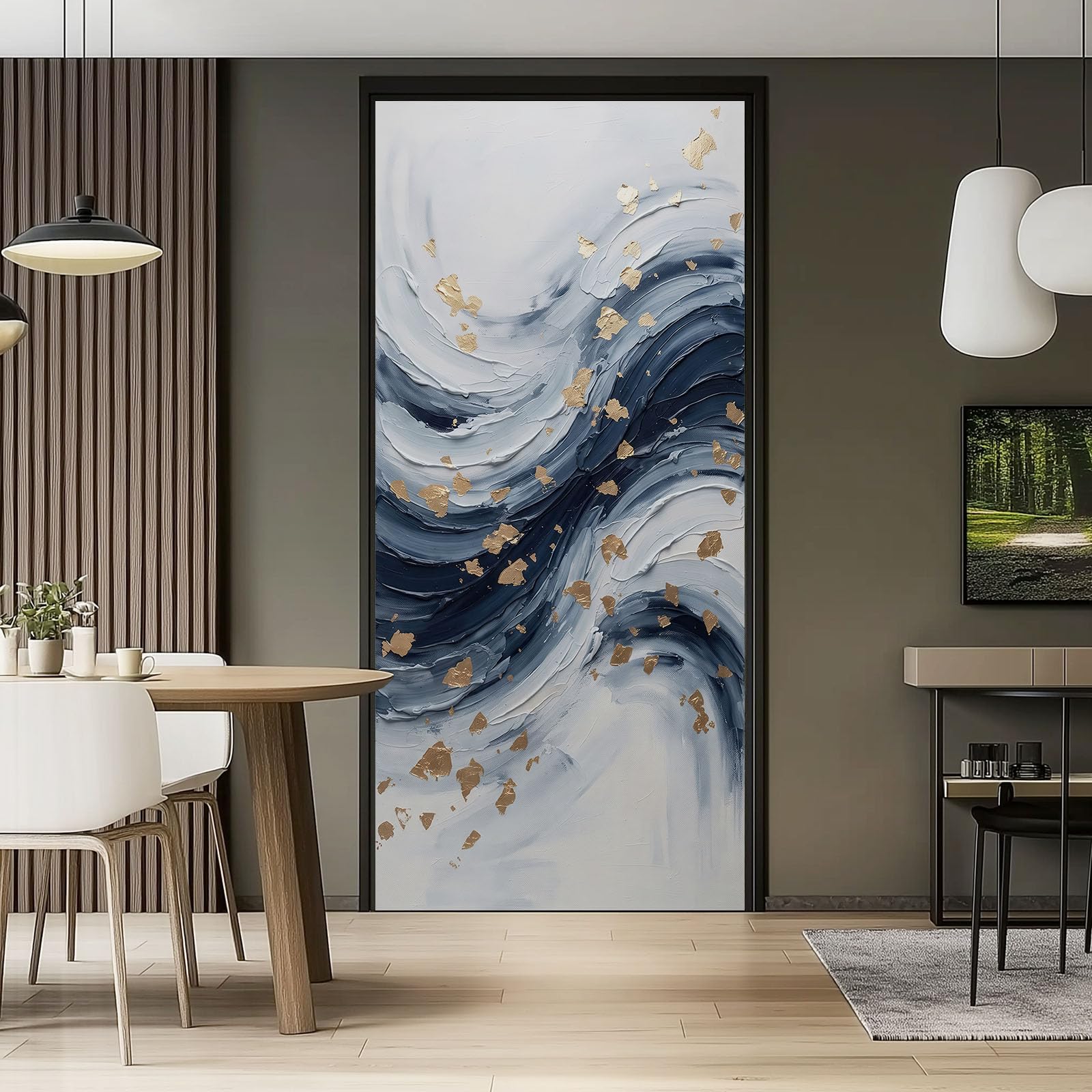 Samoprzylepna naklejka 3D na drzwi, 95 x 215 cm, winylowa folia na drzwi, tapeta ścienna, kolorowe paski 3D, zdejmowany, plakat na drzwi, tapeta dekoracyjna do sypialni, salonu, szara