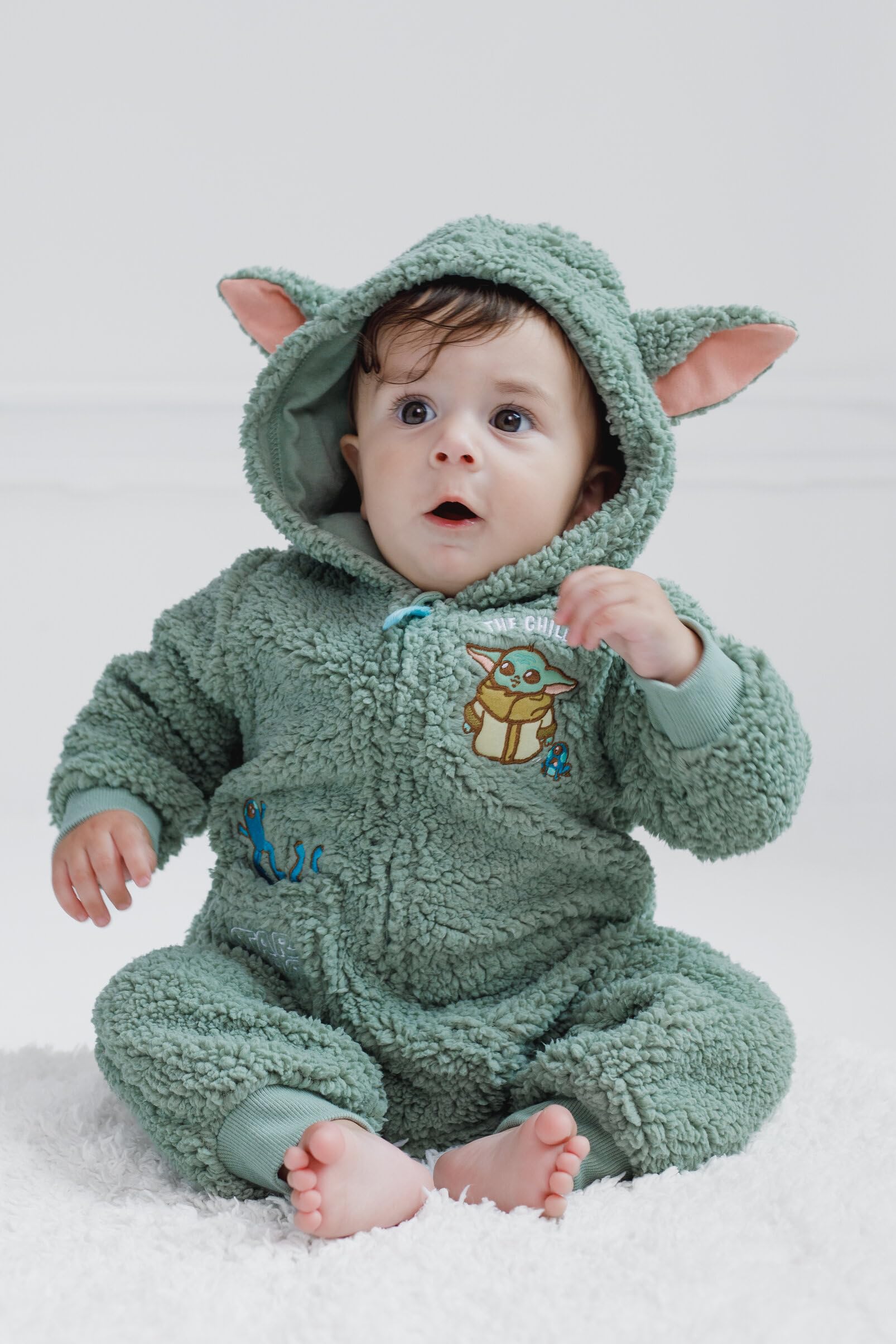 STAR WARS The Mandalorian Grogu - Tuta da cosplay in sherpa con cerniera, per neonati e bambini, 24 mesi