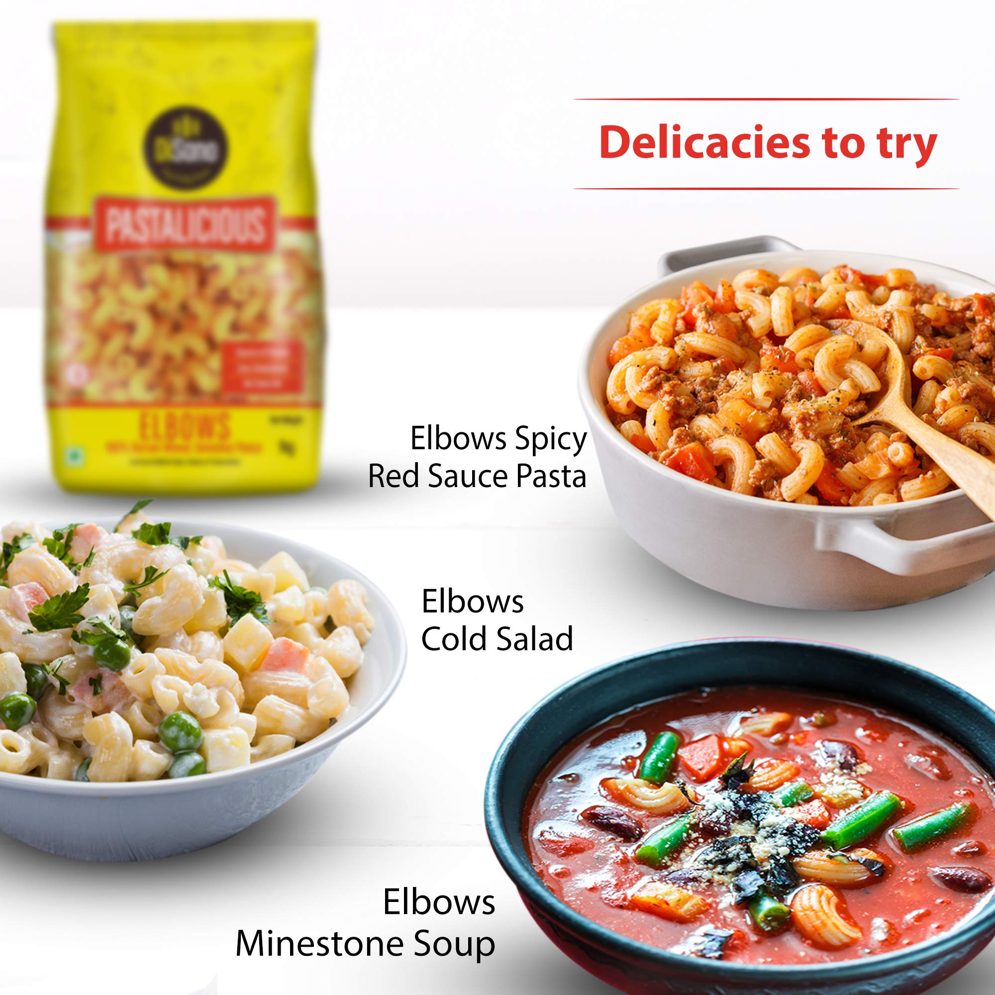 Disano Pastalicious 100% Durum Wheat Macroni Pasta, Elbow, 1Kg & Pastalicious 100% Durum Wheat Penne Pasta, 1Kg 2