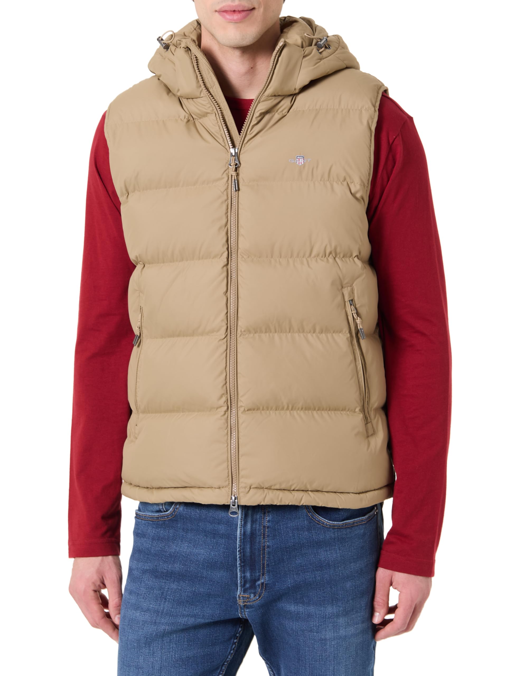 GANT Men's Active Cloud Vest Jacket, Light Taupe, 3XL