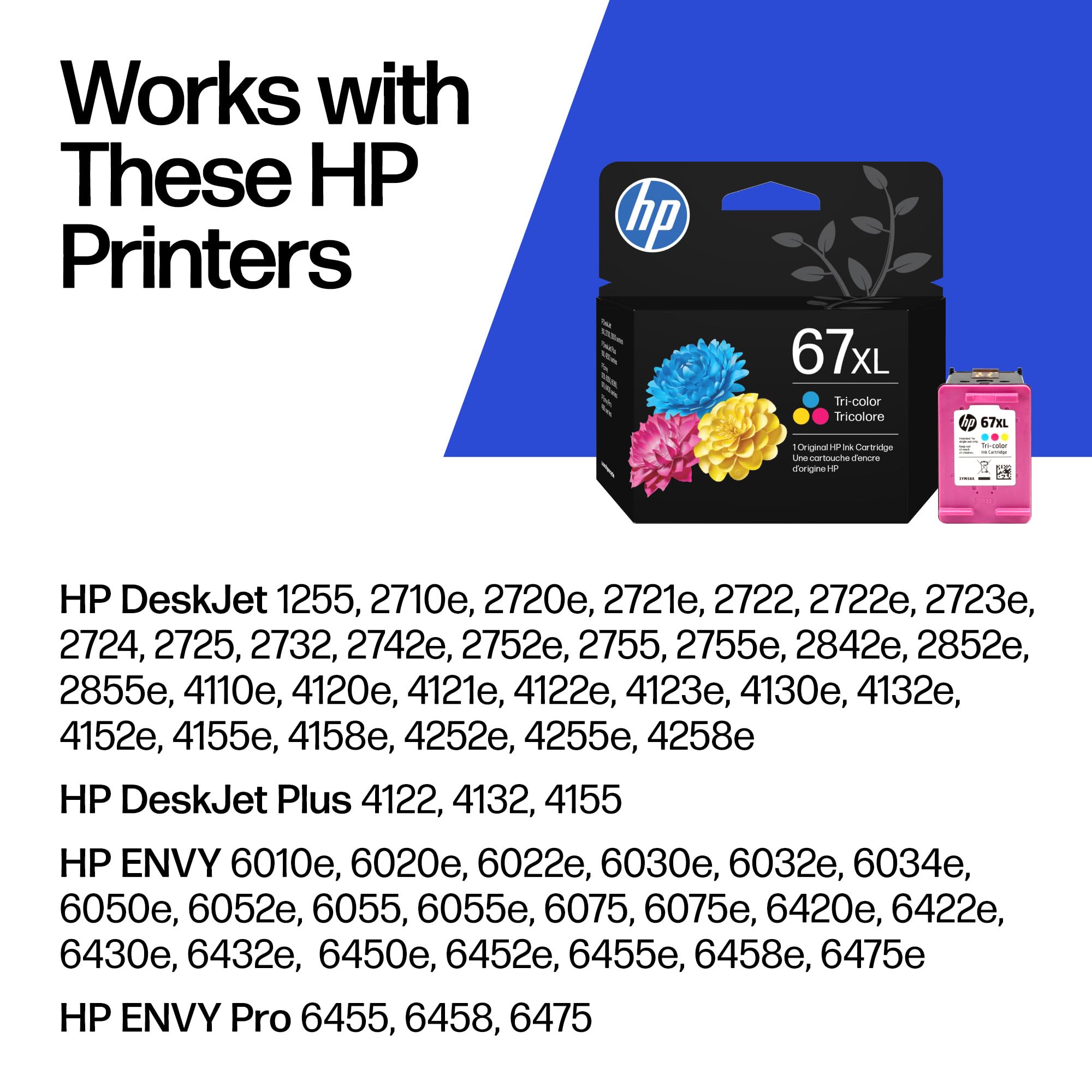 HP 67XL Tri-Color High-Yield Ink Cartridge Works with DeskJet 1255 2700 4100 Series Envy 6000 6400 Series Eligible — view 2