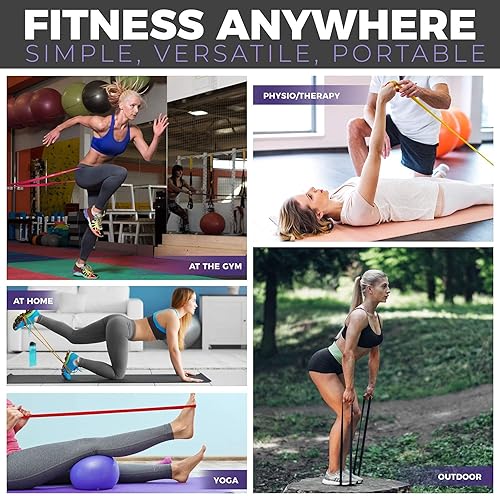 Miniatura 6 de Juego de 2 bandas de asistencia para dominadas, color morado y negro, bandas de resistencia de calidad premium para gimnasio, ejercicio,