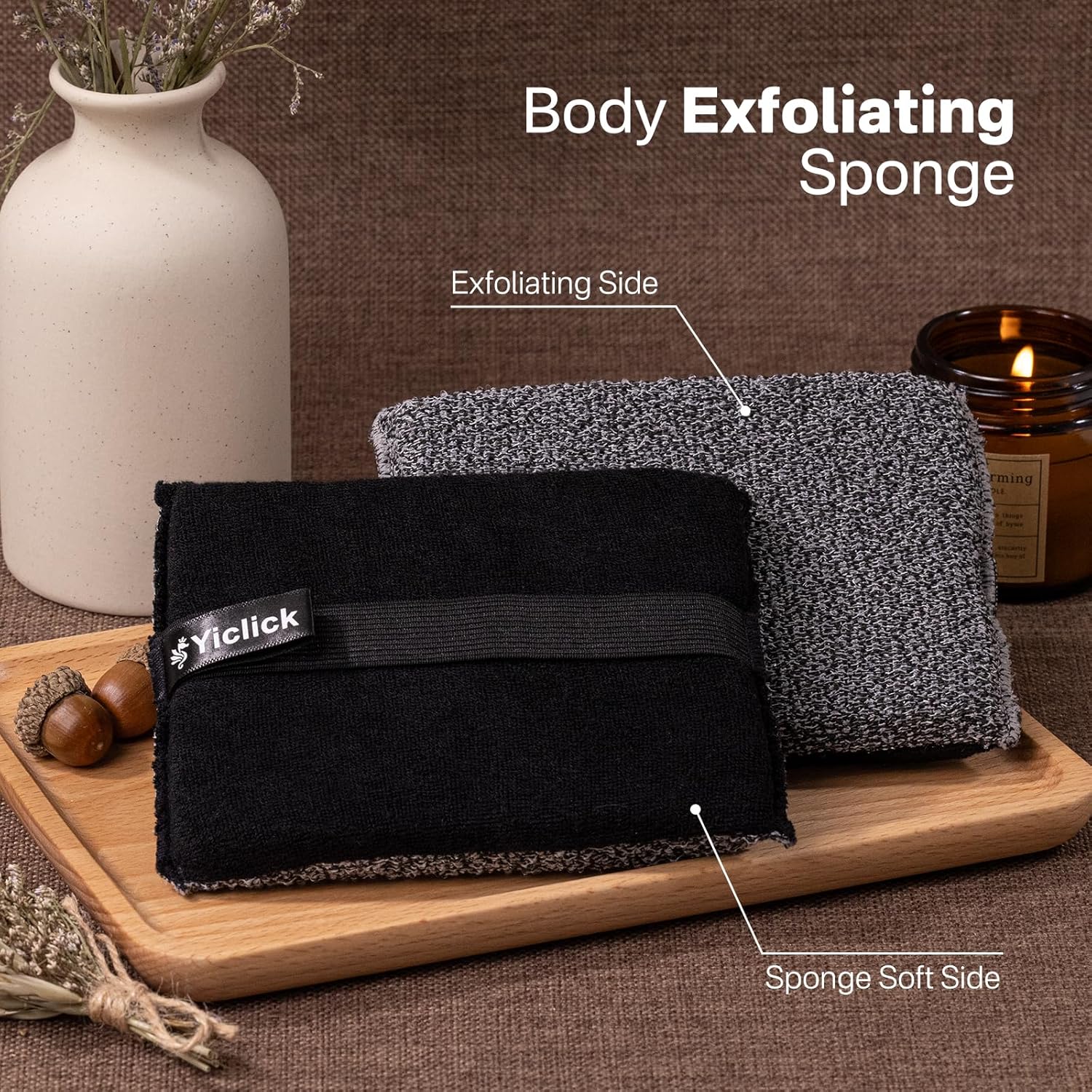 Yiclick Exfoliating Body Scrubber (2 Pack), Exfoliating Body Sponge for Shower Bath, Body Exfoliator Scrubber, Dead Skin Exfoliator for Body Scrub, Exfoliating Loofah Washcloth Gloves with Handle - Image 2