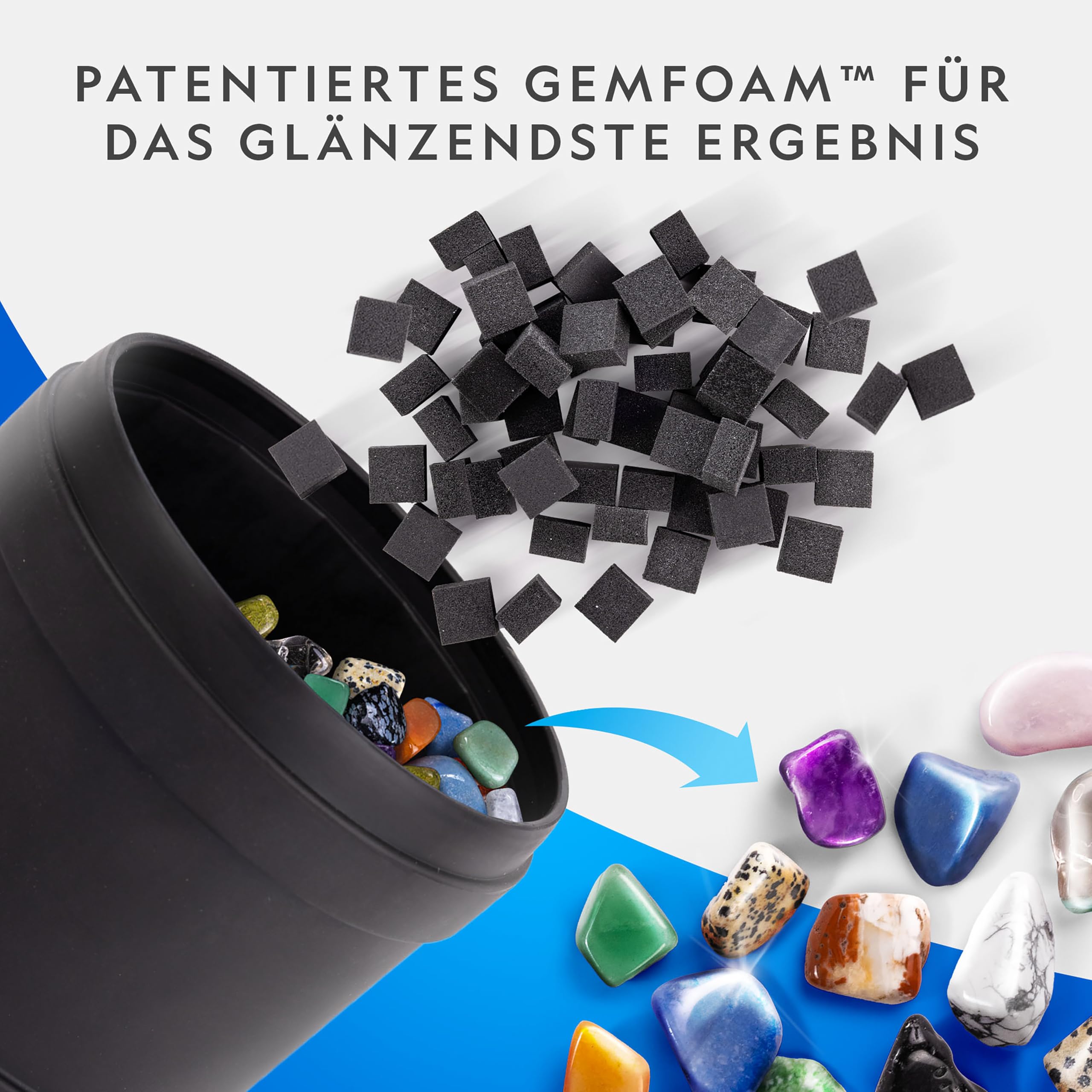 National Geographic Professionelles Rock Tumbler Kit - Rock Polisher für Kinder und Erwachsene, komplettes Rock Tumbler Kit mit haltbarem Becher, Felsen, Körnung und unserem neuen GemFoam Polierer