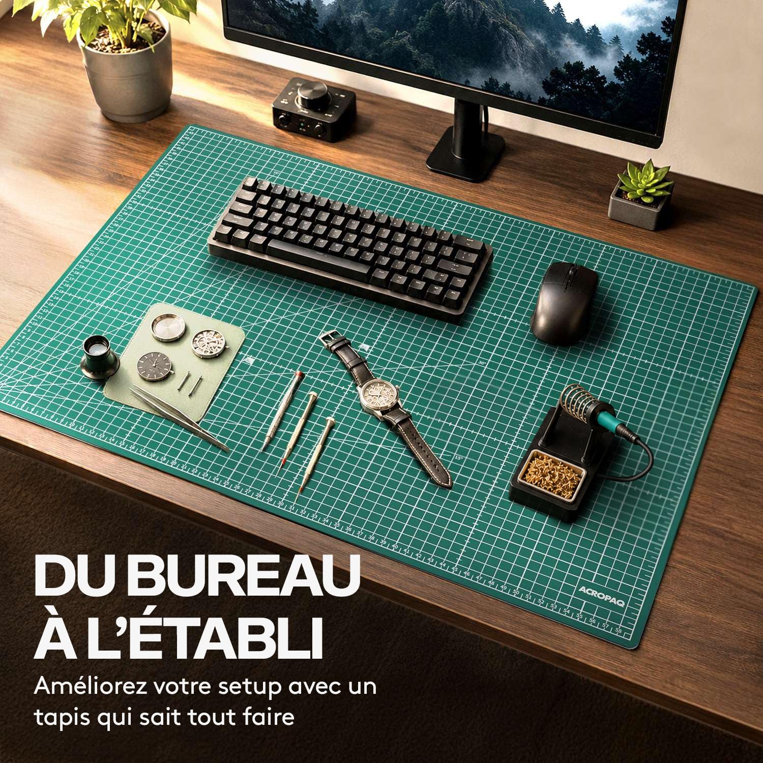 ACROPAQ Tapis de Decoupe A2 - Auto-Réparateur, A2 (60 x 45 cm), 5 Couches de protection pour vos meubles, Avec grilles et repères d'angle sur les deux faces - Tapis de Bricolage, Tapis decoupe