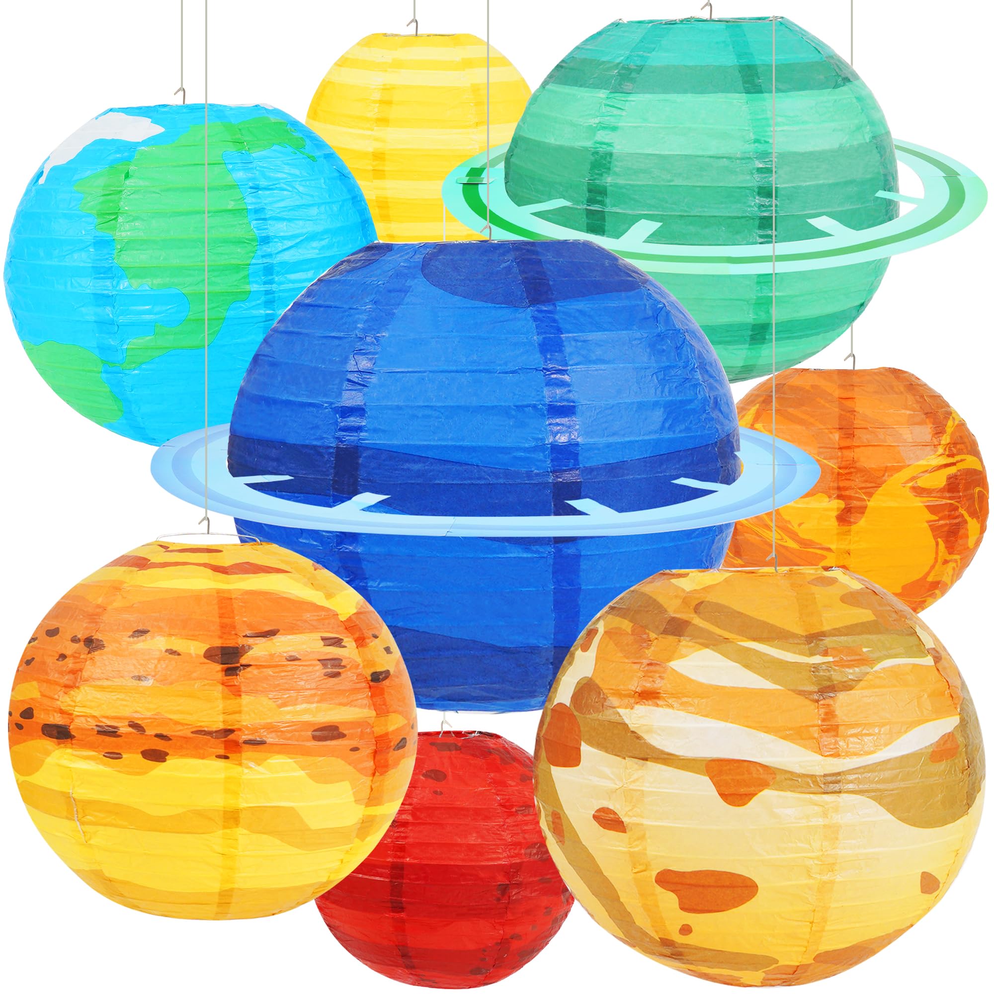 Space Planet Paper Lanterns 8PCS Solar System Hanging Decor Out of This World Outer Space Party Decorations for Kids Astronaut Theme Party Supplies Galaxy Earth Home Birthday Decorations