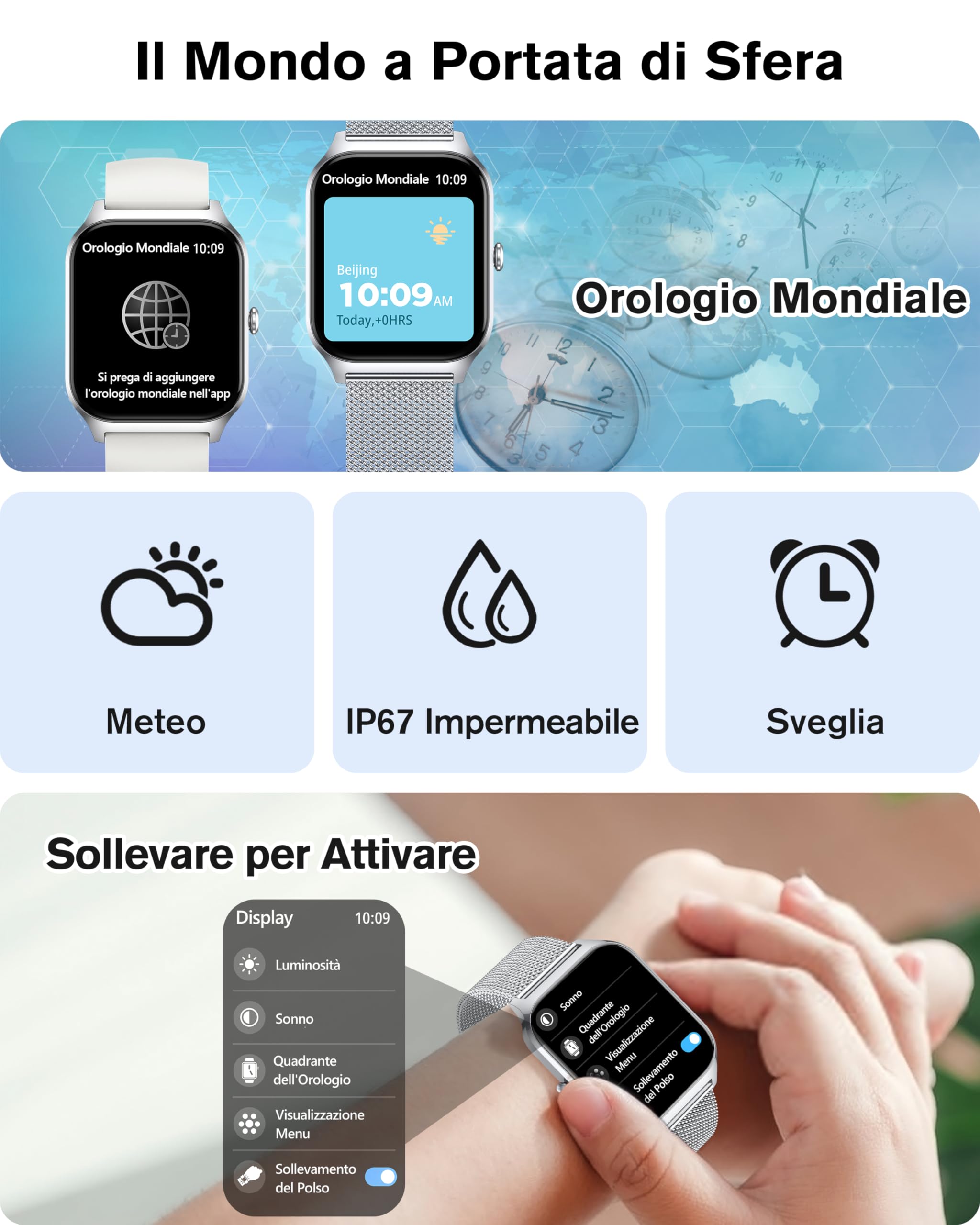 KALINCO Smartwatch Uomo Donna, 1.85” IA Orologio Pressione Sanguigna, Chiamata Bluetooth, SpO2, Frequenza cardiaca, Stress, Sonno, Orologio Mondiale, 100+ Sports Watch, Regalo Android iOS