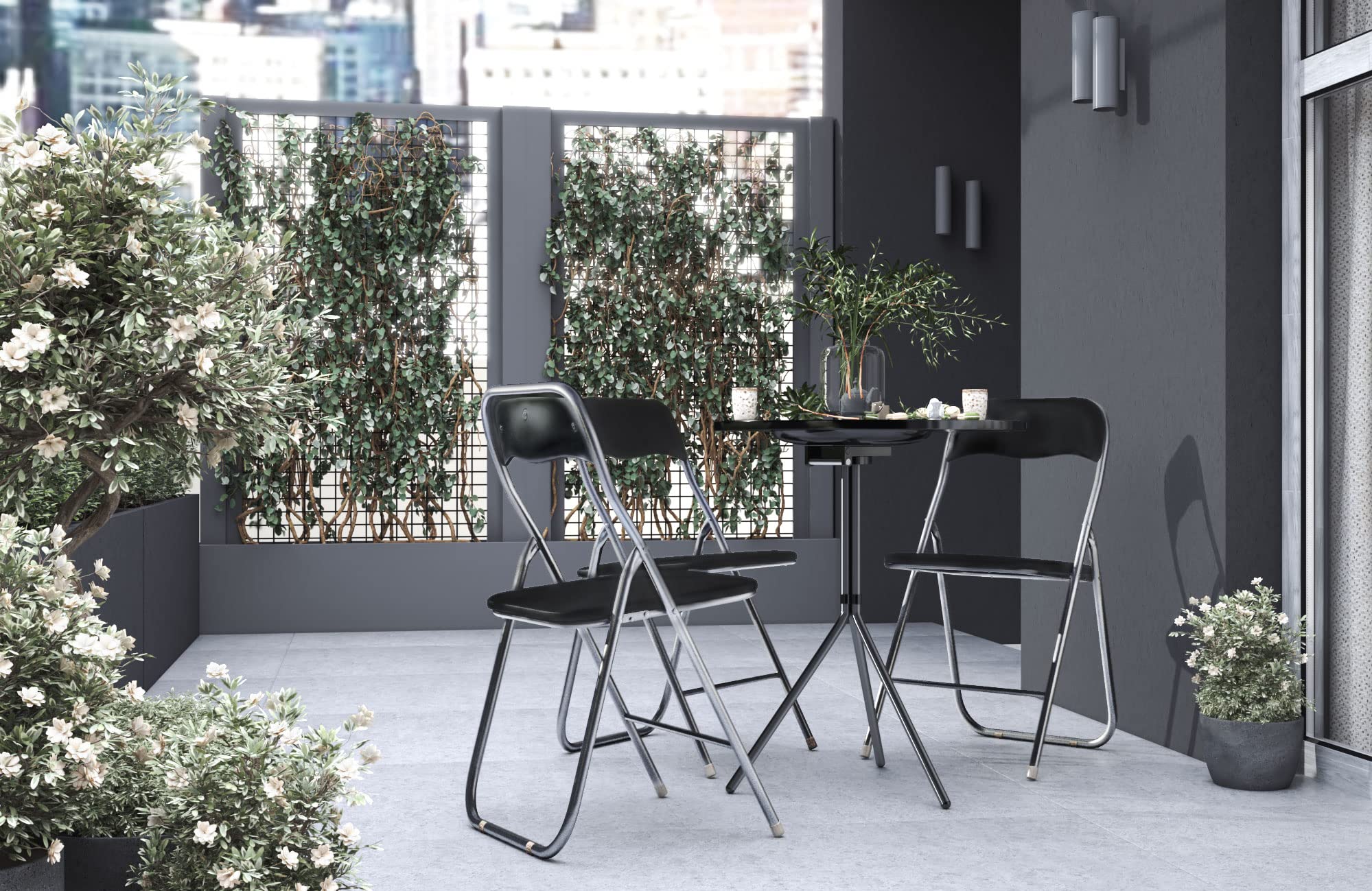 La Silla Española - Pack 6 Sillas plegables de aluminio con asiento y respaldo acolchados en PVC, modelo Sevilla, Color negro, 78x43,5x46 cm
