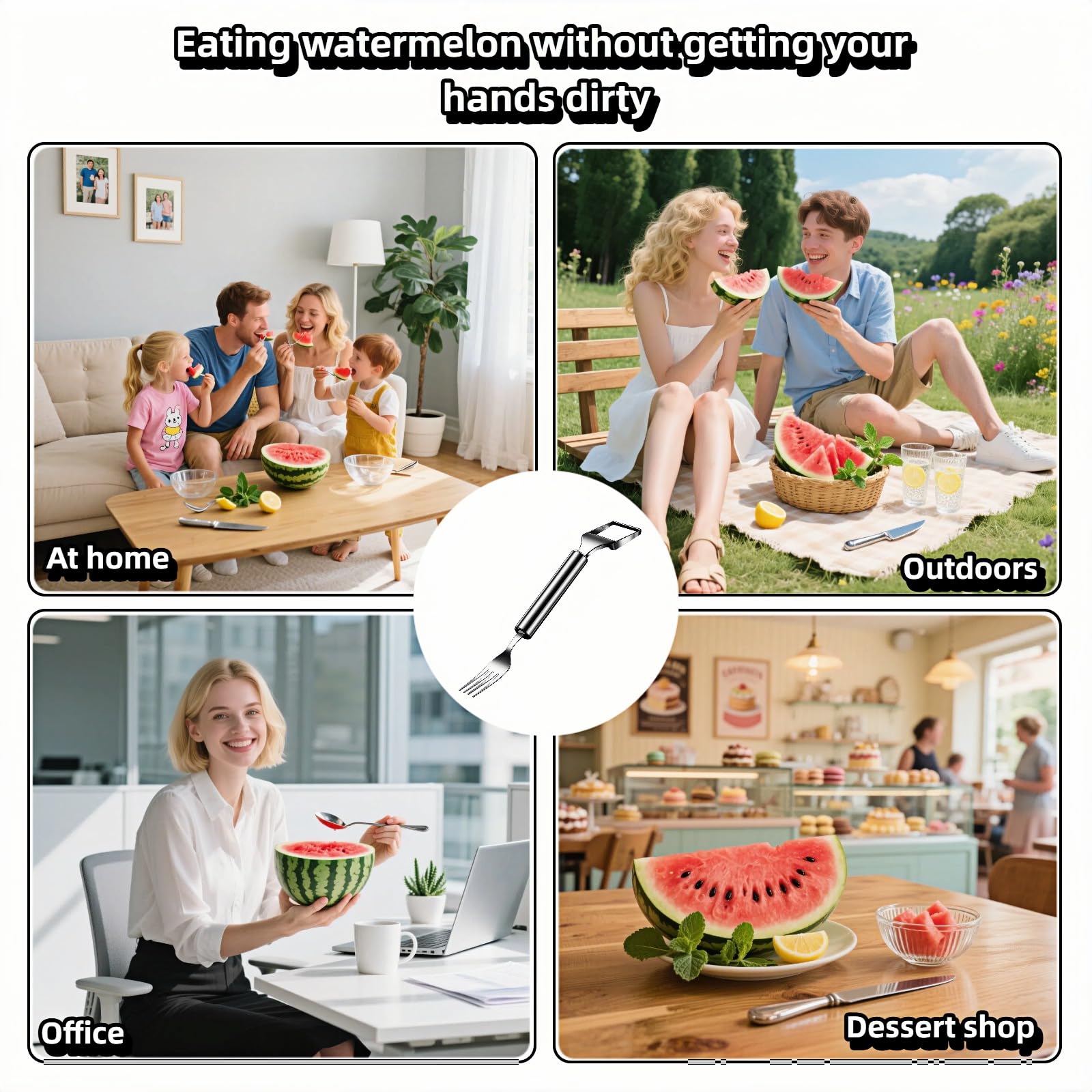 2-in-1 Stainless Steel Watermelon Slicer & Fork | Easy Cut, Serve, Enjoy | Kitchen & Camping Must-Have Tool for Fruit Salad, Parties, BBQ | Dishwasher Safe & Rust-Proof (Pack of 2) — Amazon image 6
