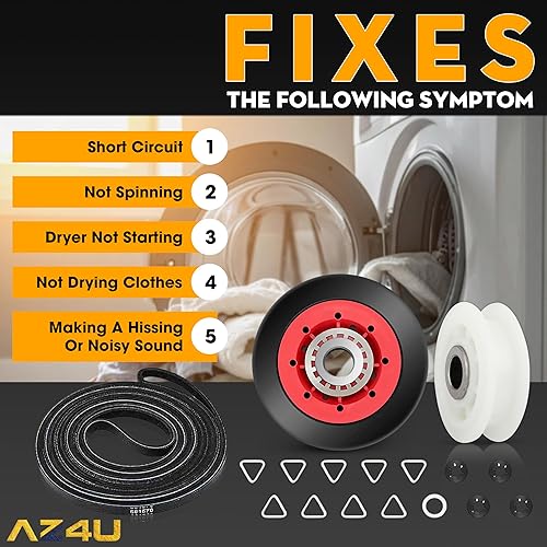 Miniatura 7 de 4392067 Kit de reparación de secadora incluye 661570V 3387610 Correa de secadora y 279640 W10468057 Polea tensora y WPW10314173 W10756057 W10314171
