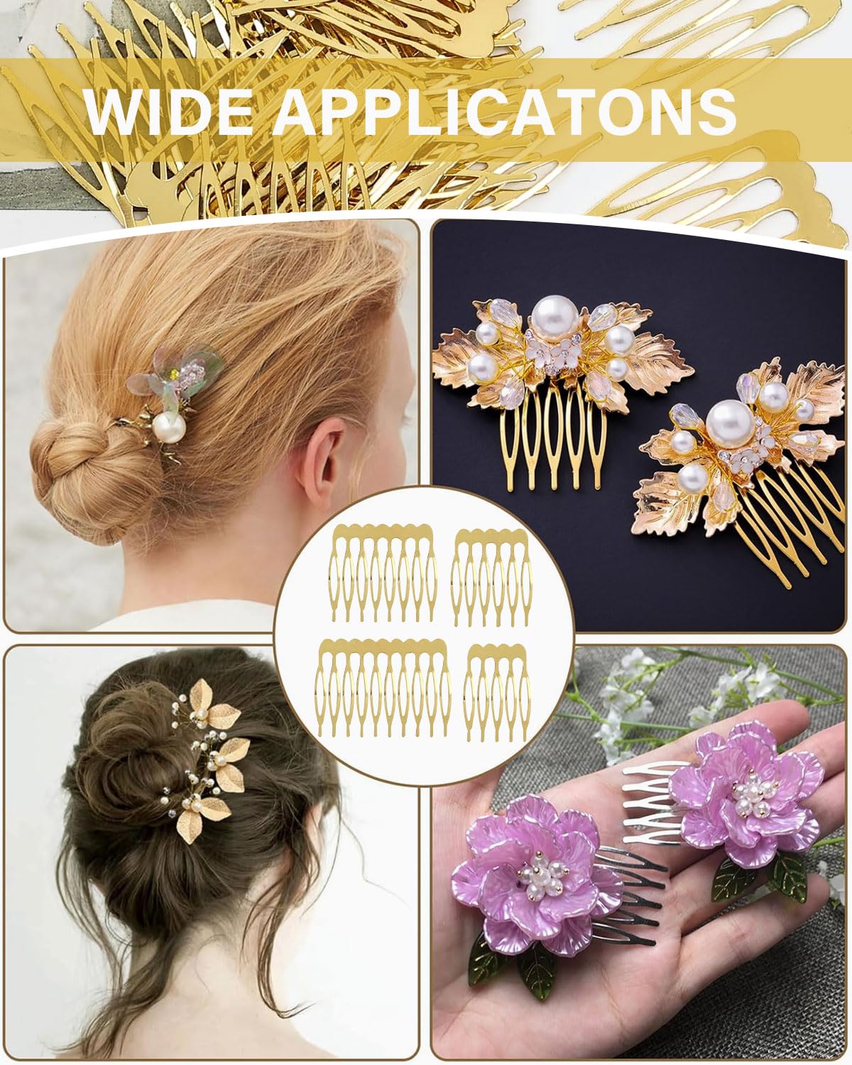 8pcs Peineta Para Velo De Novia 5, 6, 8, 10 Dientes Peine Lateral Para El Cabello Diy Metal Peine Del Pelo Dientes Nupciales Peine Alambre Metal Accesorios Para Tocado Para Niñas y Mujeres