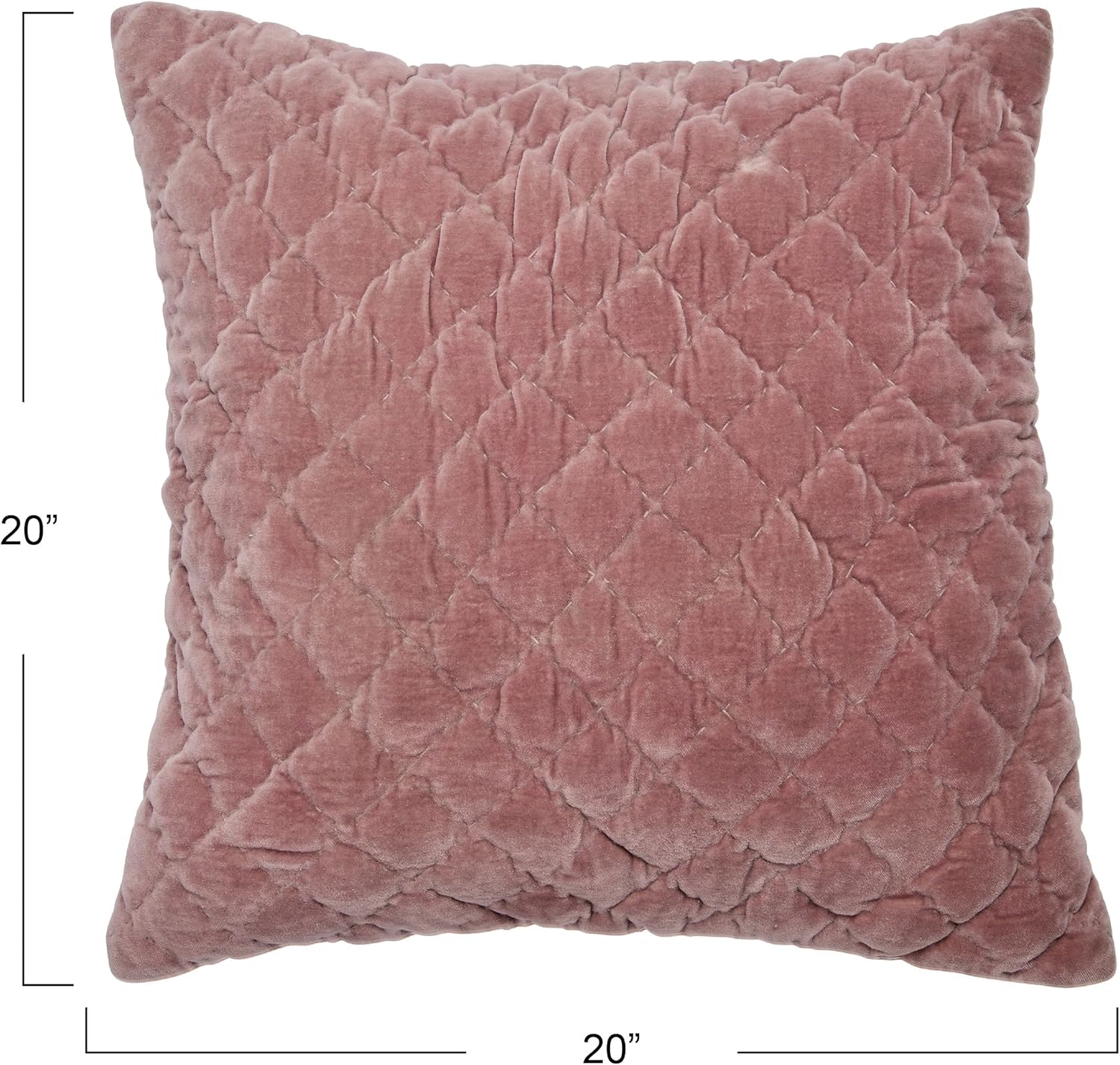 20" Square Quilted Velvet Pillow Cover