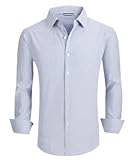 Mens Seersucker Dress Shirts Striped Business Casual Cotton Shirts for Men
