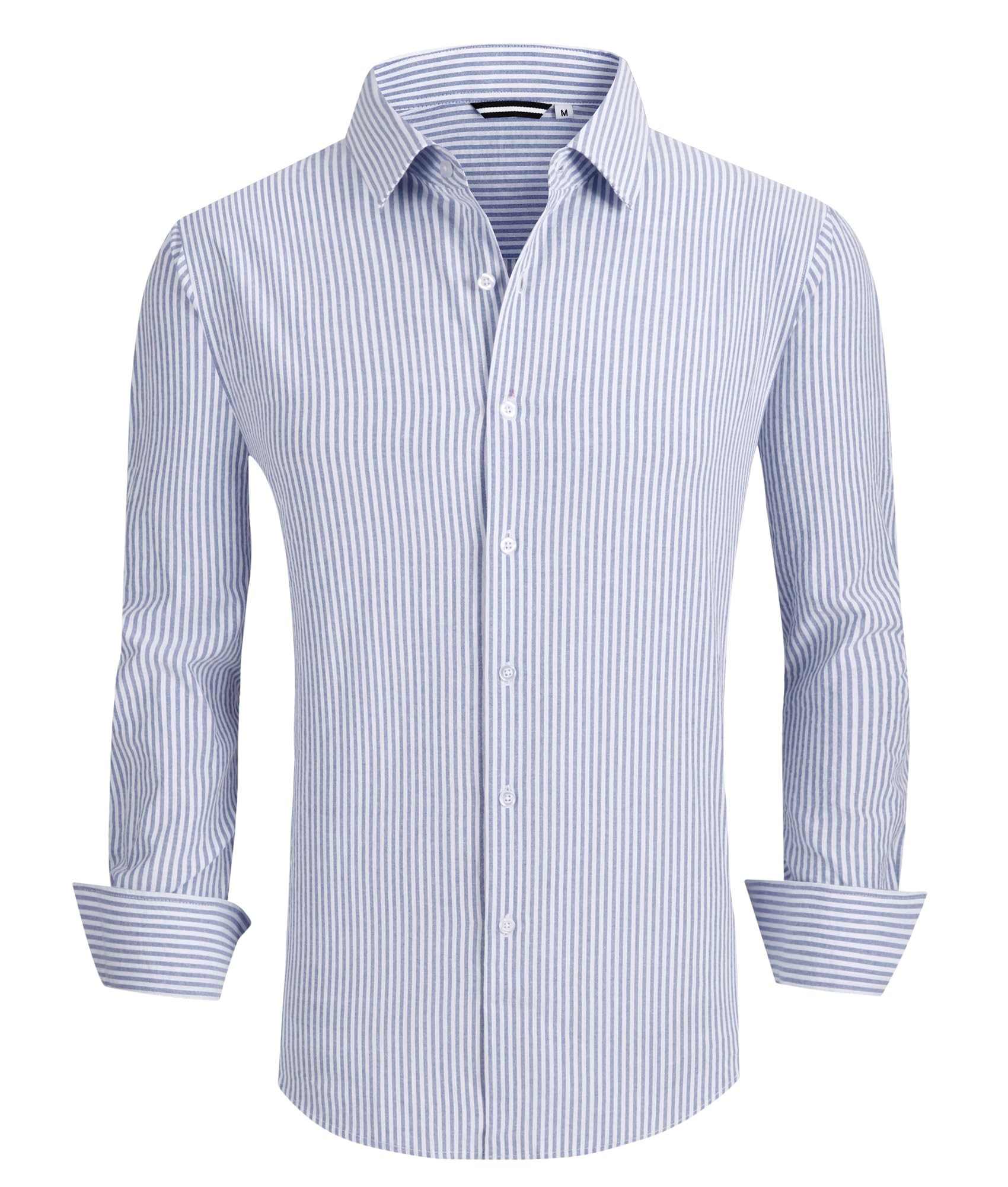 Alex Vando Mens Seersucker Dress Shirts Striped Business Casual Cotton Shirts for Men