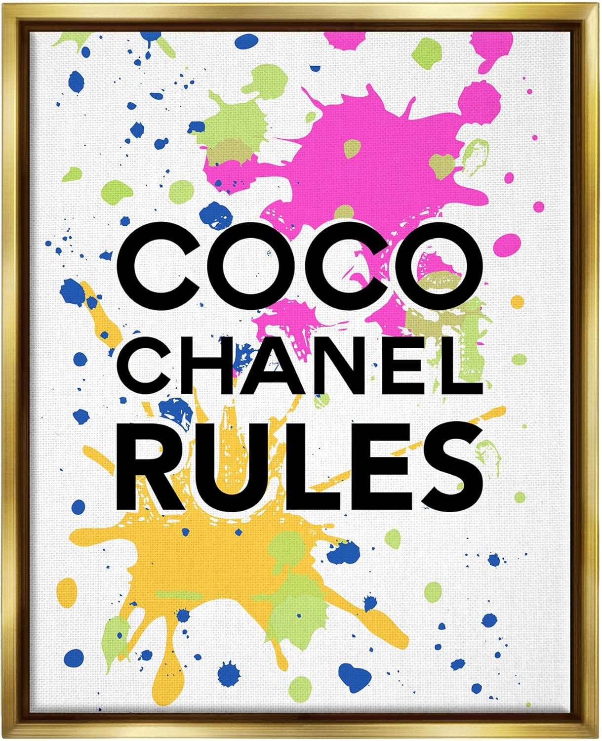 Stupell Industries Glam Paint Splatter Gold Framed Floater Canvas Wall Art Design by Martina Illustration