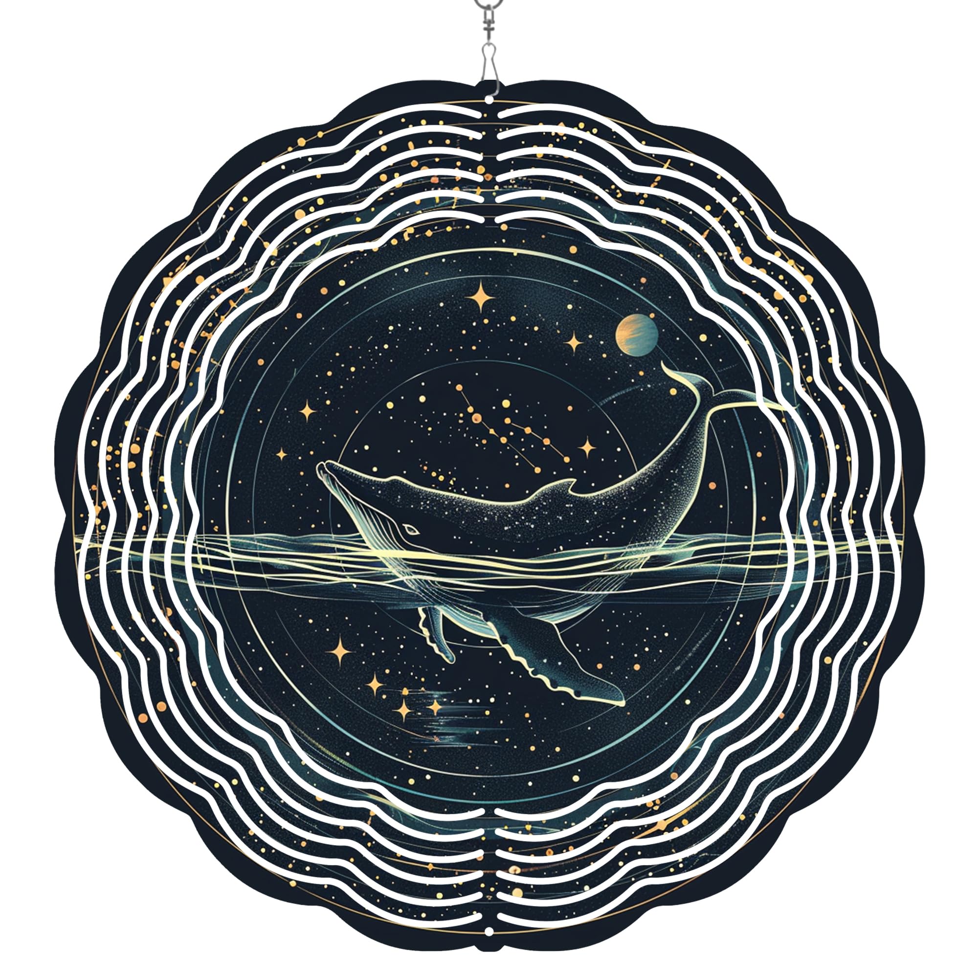 365CUSGIFTS Whale Wind Spinner, St Patricks Day Decorations Gifts for Women, 3D Hanging Wind Spinners for Outdoor & Indoor Decor, 12 Inch Metal Wind Spinner for Garden Yard Home Ornament