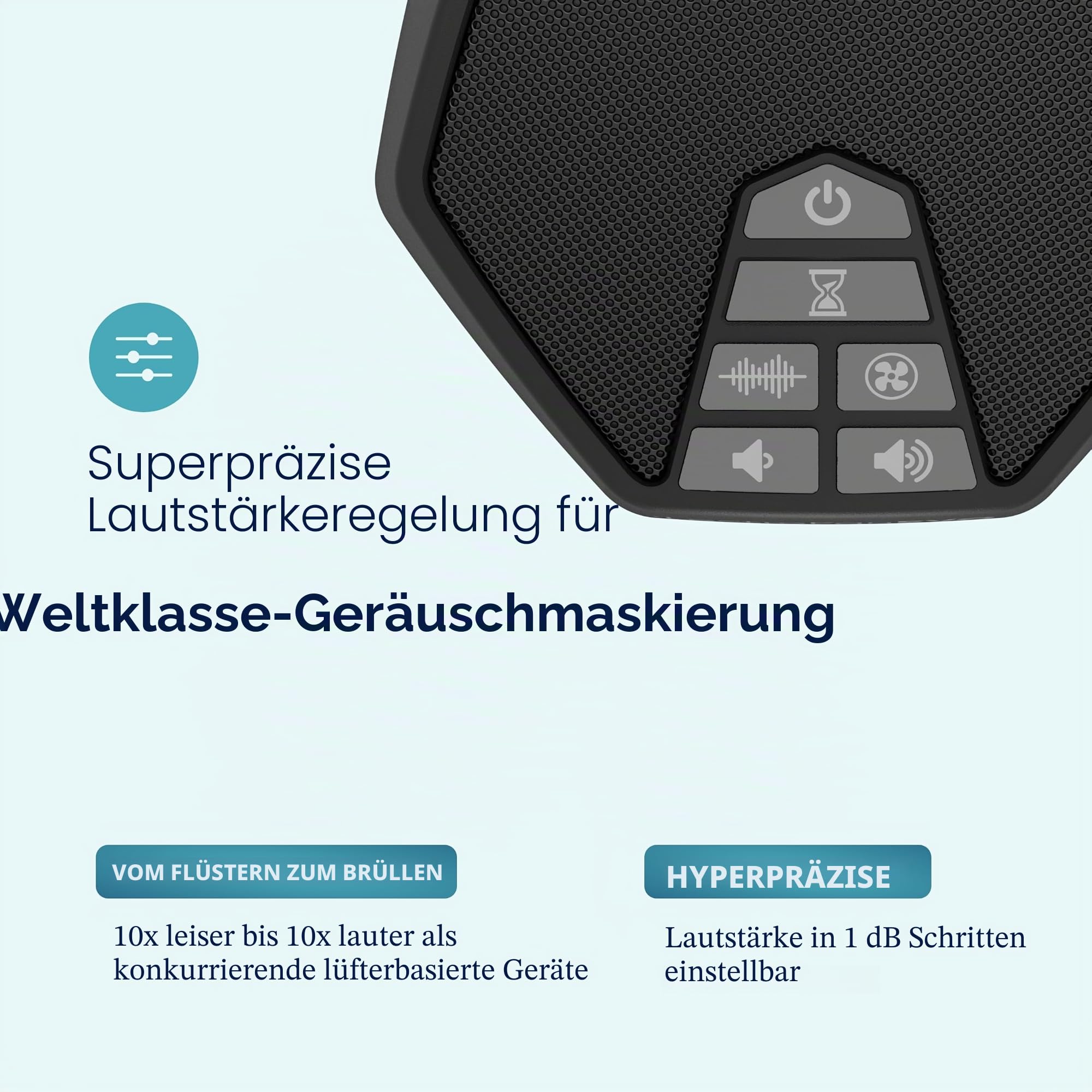LectroFan Evo White Noise Sound Maschine weißes Rauschen mit 22 einzigartigen Lüfter ohne Schlingen und White-Noise-Sounds und Sleep-Timer (Schwarz)