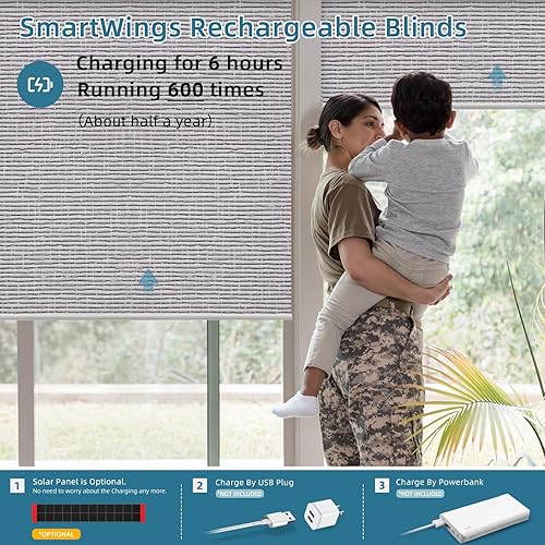 Miniatura 2 de SmartWings Persianas motorizadas con control remoto para ventanas, persianas inteligentes automáticas, persianas enrollables eléctricas, funcionan