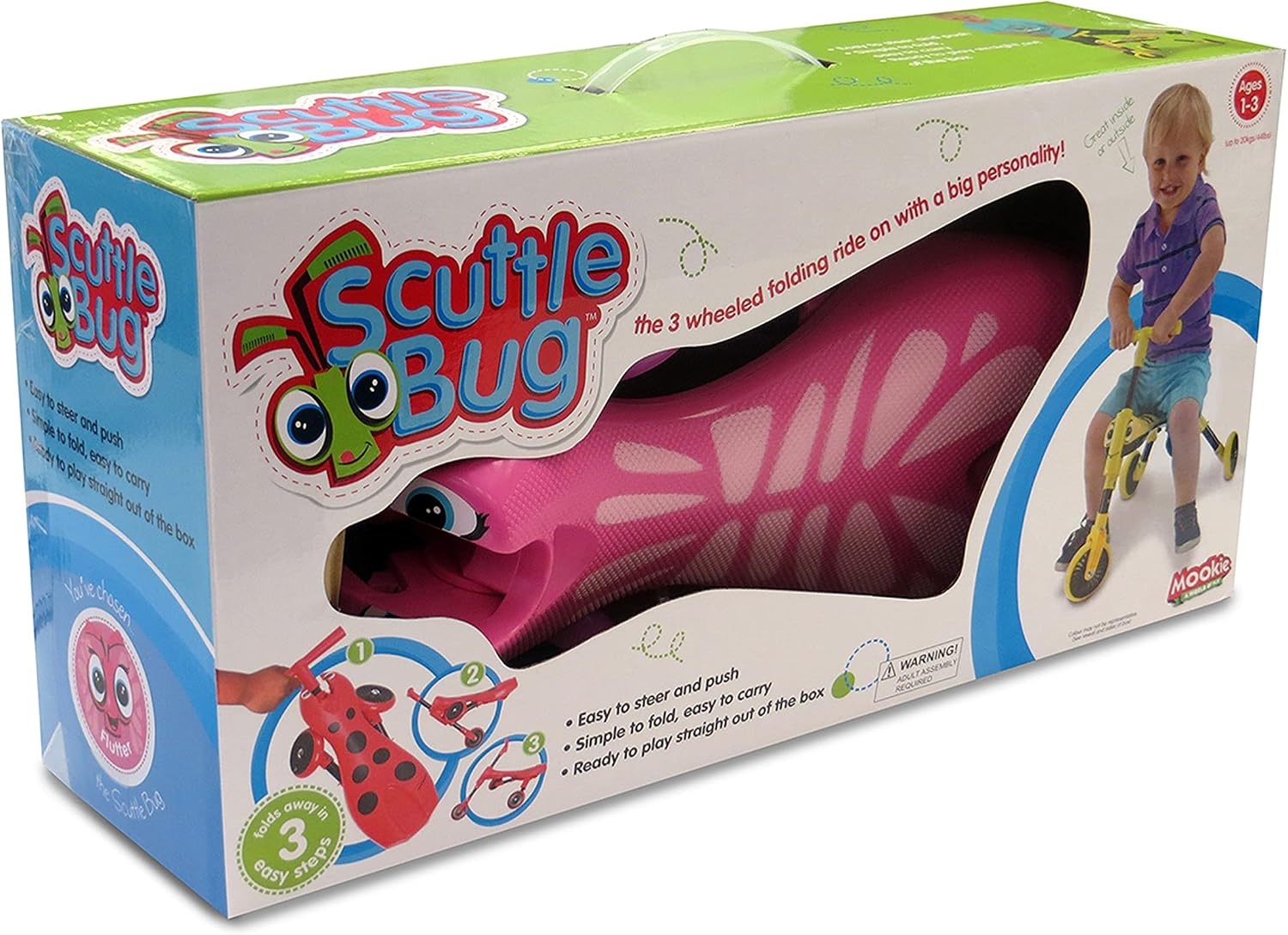 Swingball Scuttlebug Ride On - Walking Tricycle with a Foldable Design - Pink