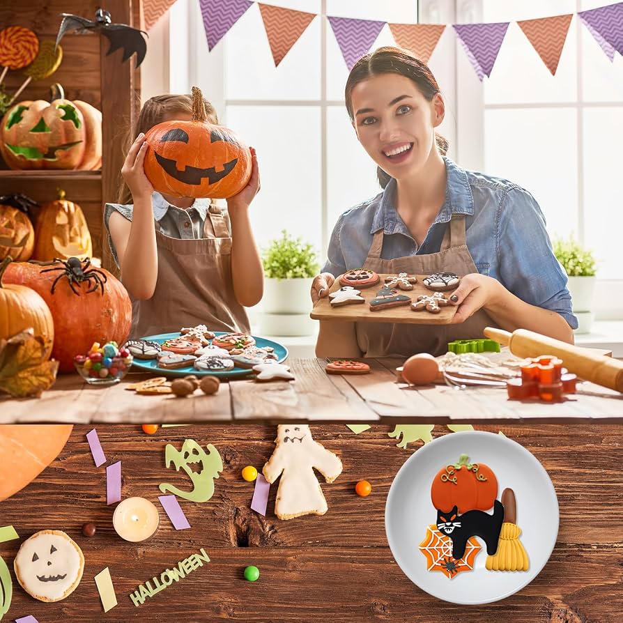 Juego De 12 Cortadores De Galletas De Halloween - Calabaza, Murciélago, Fantasma | Moldes De Acero Inoxidable Para Hornear
