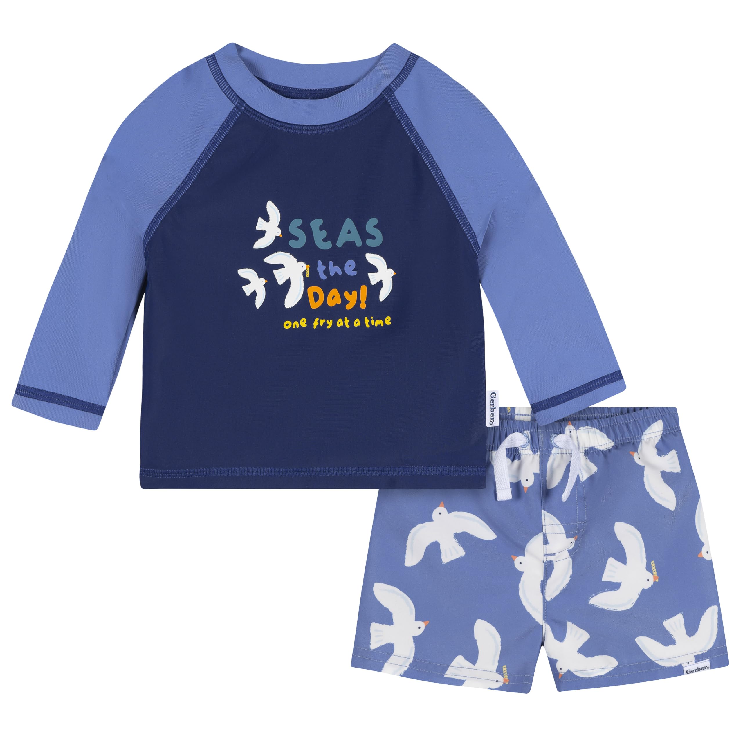 Gerber Baby &amp; Toddler Boys Long Sleeved Rashguard Swim Bathing Suit Set