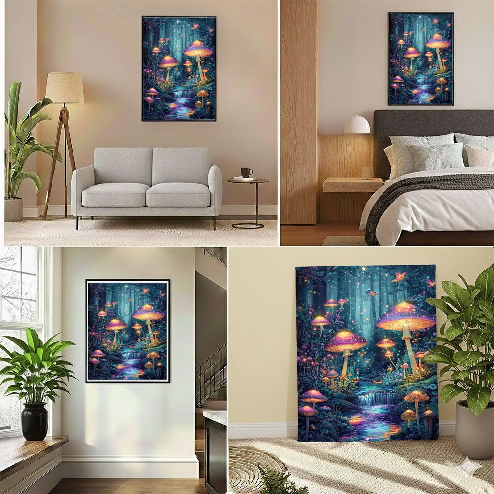 Dipingere con i Numeri Adulti Fantasia Dipingere con i Numeri Fungo Paint by Numbers Hobby Creativi Adulti Fai Da Te Tela di Pittura a Olio Kit, Decorazioni Donna Regalo 60x80cm Senza Cornice Y3-835