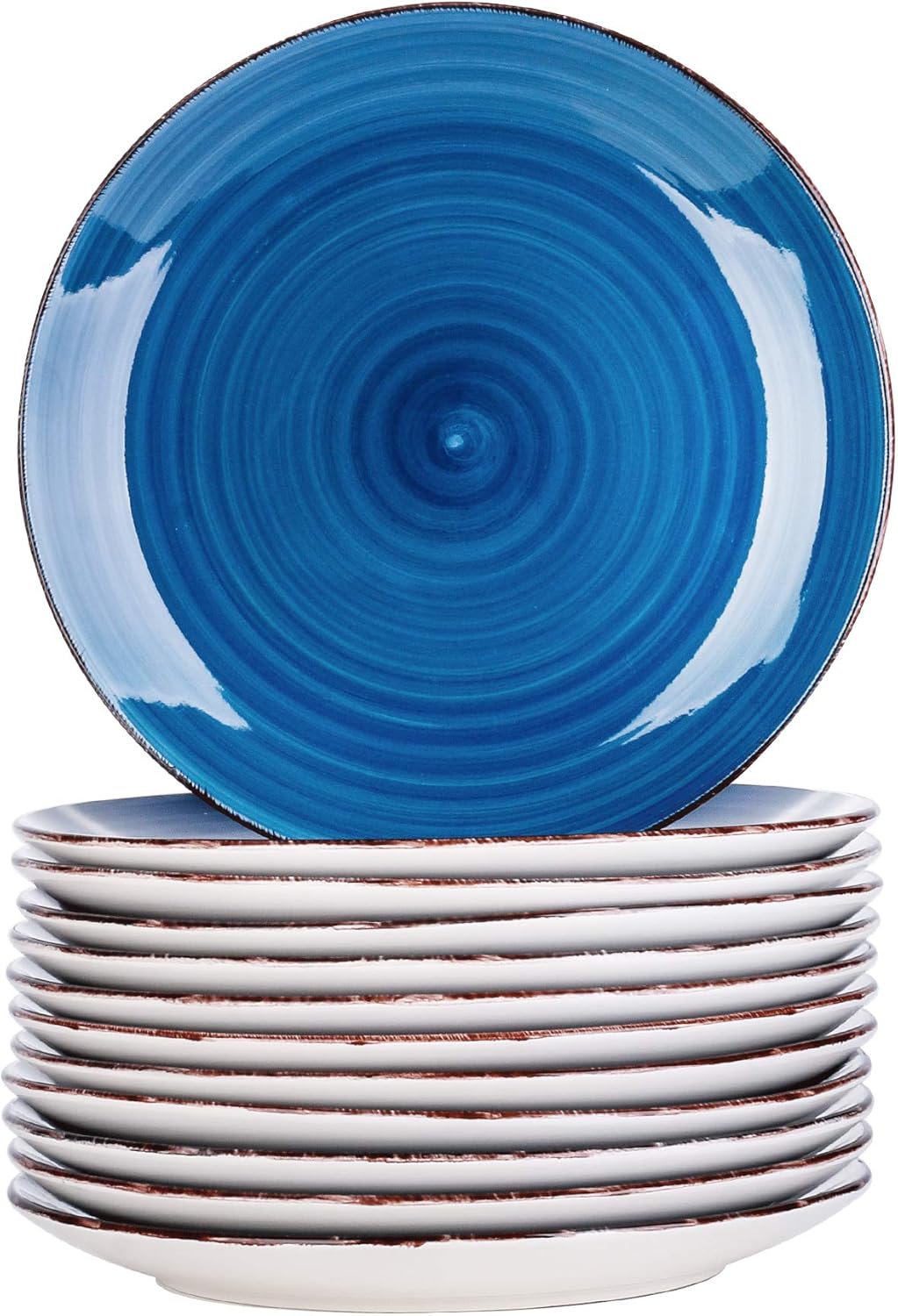 vancasso Bella Blue 10.5 inch Dinner Plate Set of 12, Handpainted Big