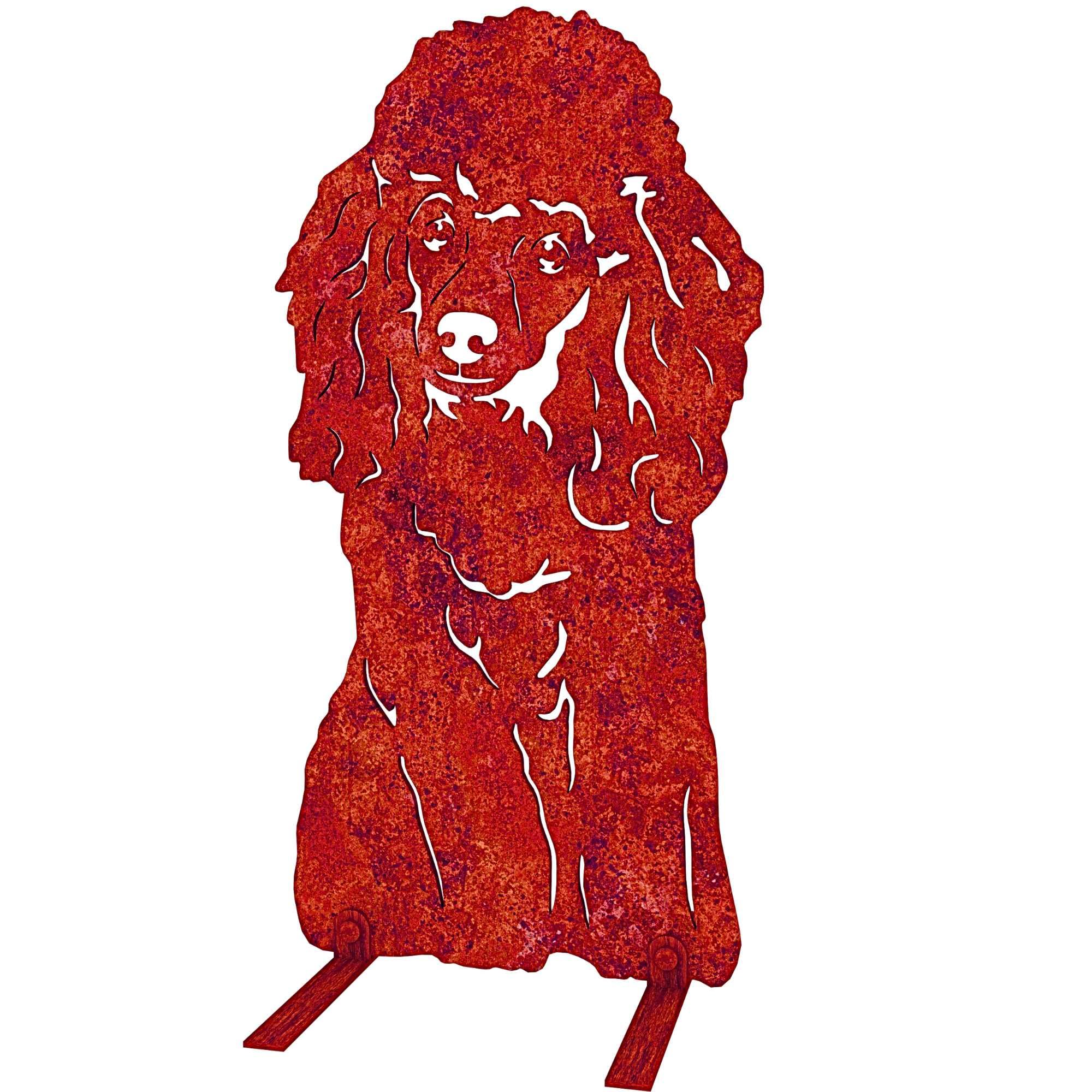 Poodle Dog Loss Garden Memorials Stone Statue Pet Grave Personalised Plaque Gifts Outdoor Ornament Ideas Ashes Urn Casket Markers Headstone Figure Sculpture (Red Brown Cream Poodle - Natural Oxidised)