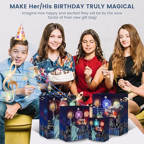 Miniatura 6 de MAGICAL BAG Lights & Sounds - Bolsas de regalo de cumpleaños "Fireworks & Cheering", bolsa de cumpleaños para niños, esposa, marido, él, ella,