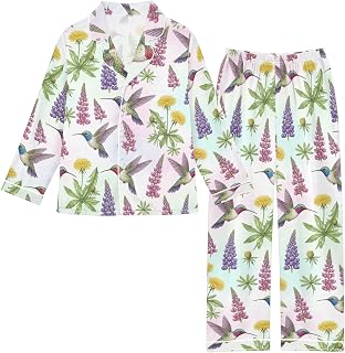 Pajamas Set Silky Satin Pajamas Soft Sleepwear 2 Piece PJ Set Loungewear