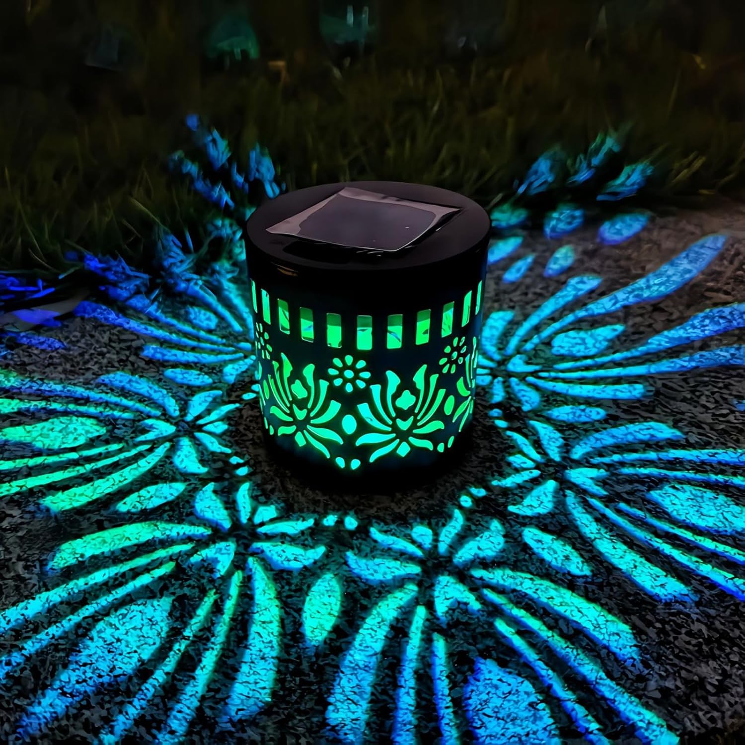 Decorative Solar Mandala Lights Outdoor, Metal Solar Powered Outdoor Deck Step Wall Fence Lights, Waterproof Mandala Theme Garden Post Patio Backyard Yard Decor (4, Colorful)