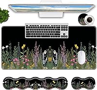 Vista 10 de Juego de alfombrillas de mouse para teclado, alfombrilla grande para mouse + reposamuñecas para teclado, soporte de muñeca + portavasos, alfombrilla