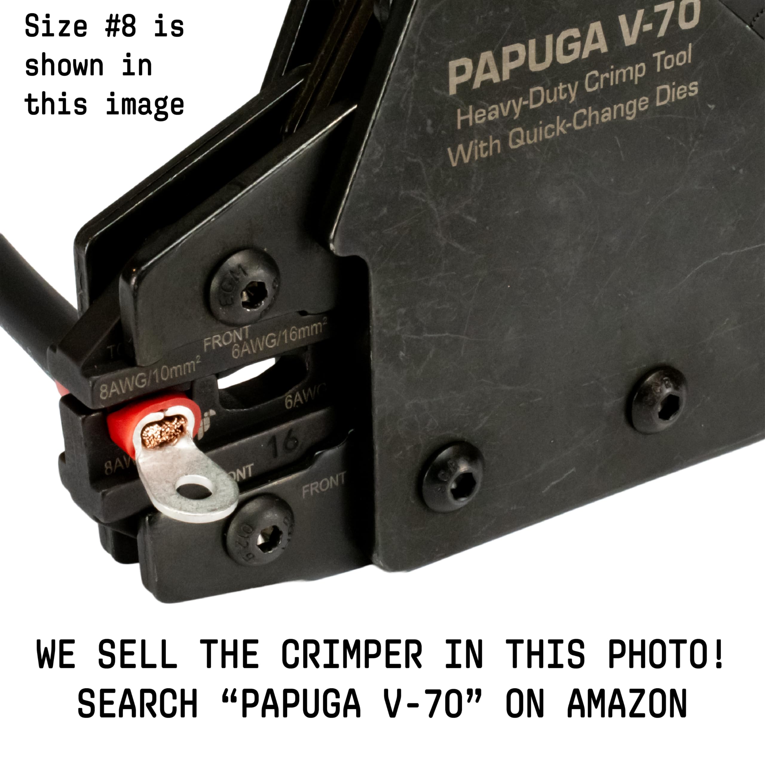 PAPUGA Lot de 100 cosses à sertir isolées à anneau 8 AWG (10 mm2) #8/M4, 600 V 62 A, UL cUL, connecteur à sertir robuste, automobile et marine