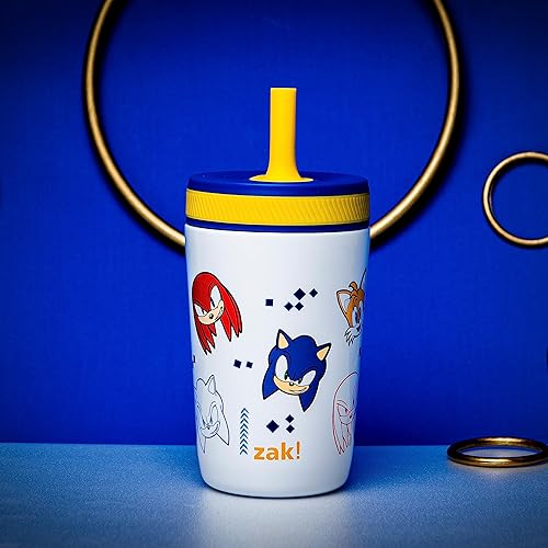 Miniatura 6 de Zak Designs Sonic the Hedgehog Kelso - Vasos para niños pequeños para viajes o en casa, taza de acero inoxidable aislada al vacío de 12 onzas con