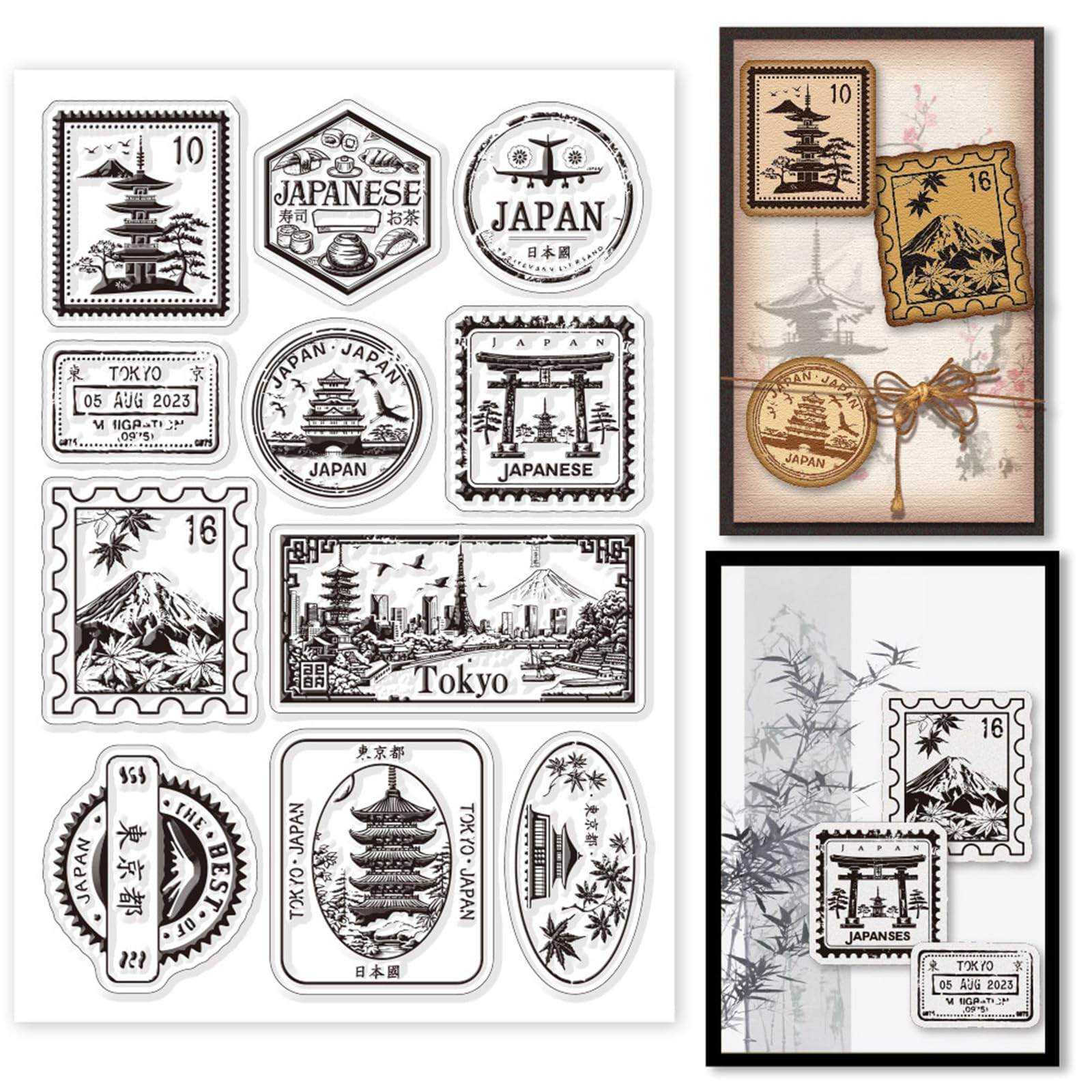 Amazon.com: GLOBLELAND Japan Tiket Clear Stamps Mount Fuji Postage