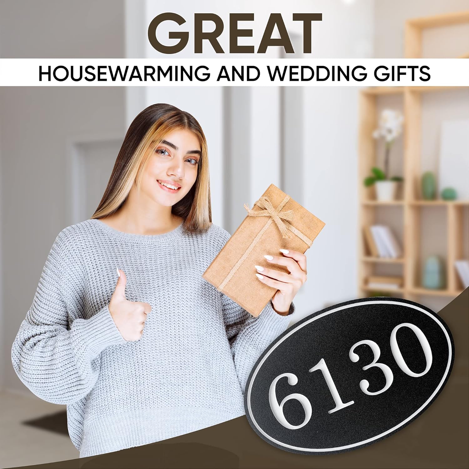 House Numbers for Outside, Customized 911 Address Sign Mounts on Home or Garage with Included Hardware, 11.5"W x 7.5"H